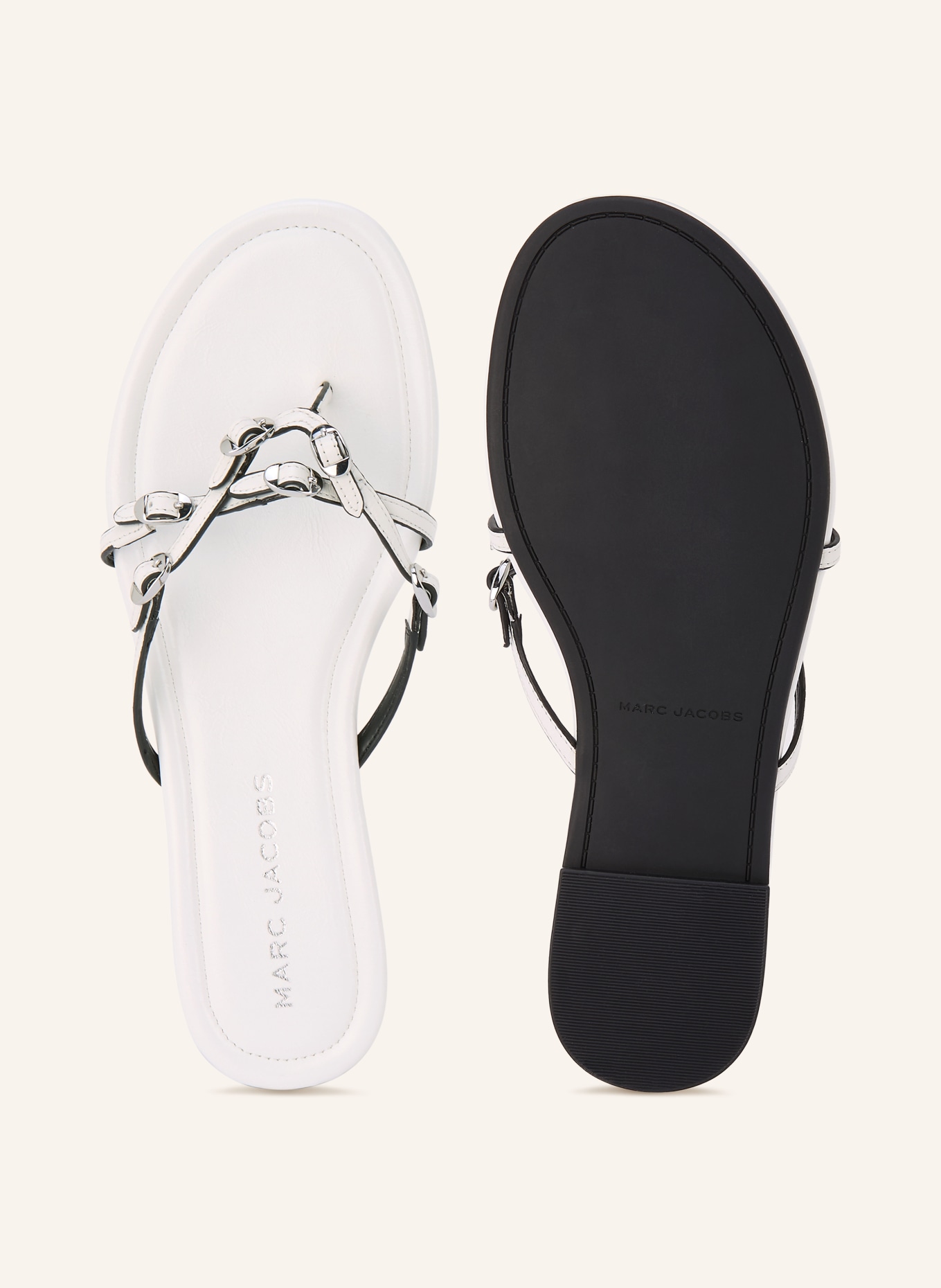 MARC JACOBS Zehentrenner THE KIKI SANDAL: WEISS / SILBER