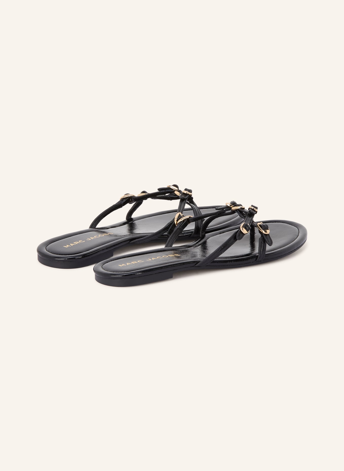 MARC JACOBS Tussenslipper THE KIKI SANDAL: ZWART / GOUD