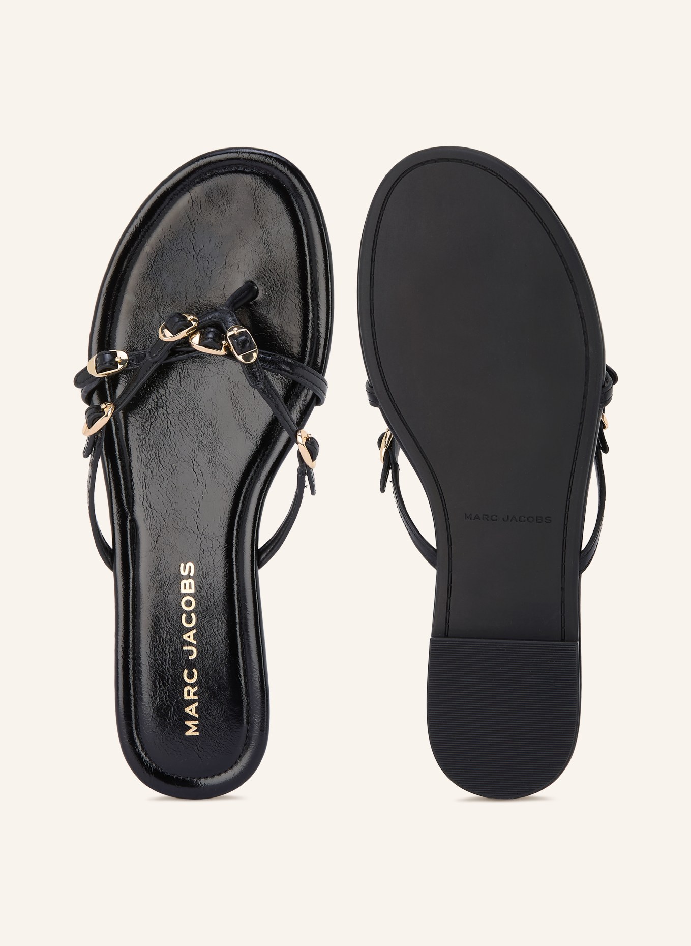 MARC JACOBS Tussenslipper THE KIKI SANDAL: ZWART / GOUD