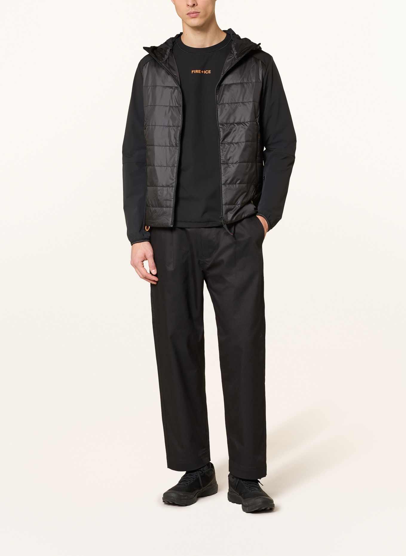 FIRE+ICE KEGAN hybrid quilted jacket: BLACK