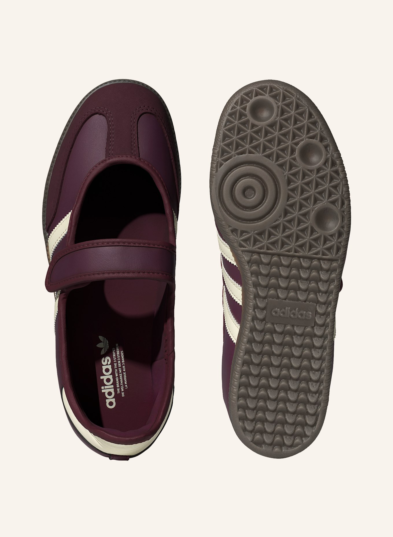 adidas Originals Baleriny Mary Jane SAMBA JANE: CIEMNOCZERWONY / ZŁOTY / KREMOWY