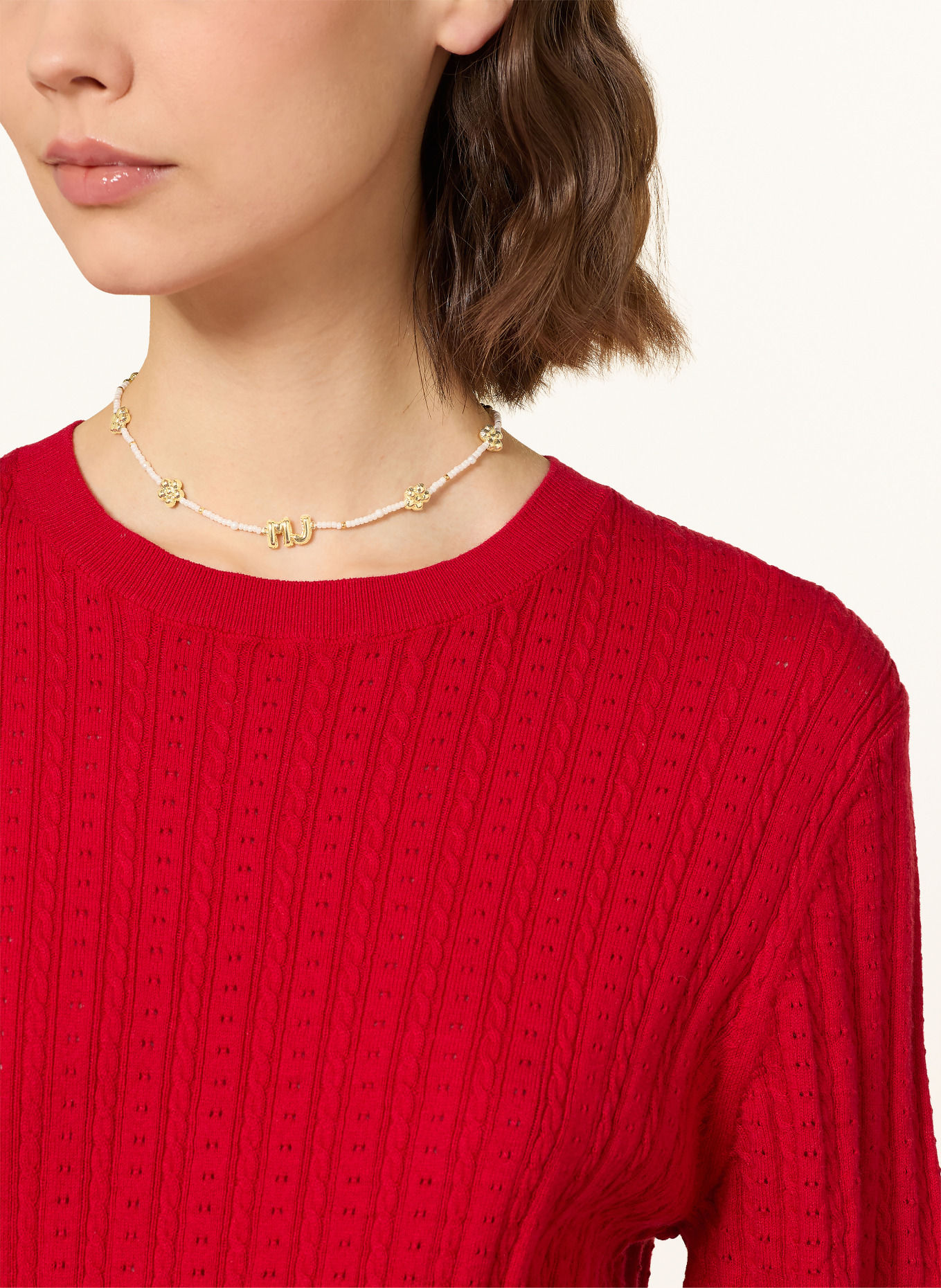 MARC JACOBS Necklace THE BEADED MJ BALLOON NECKLACE: GOLD / WHITE