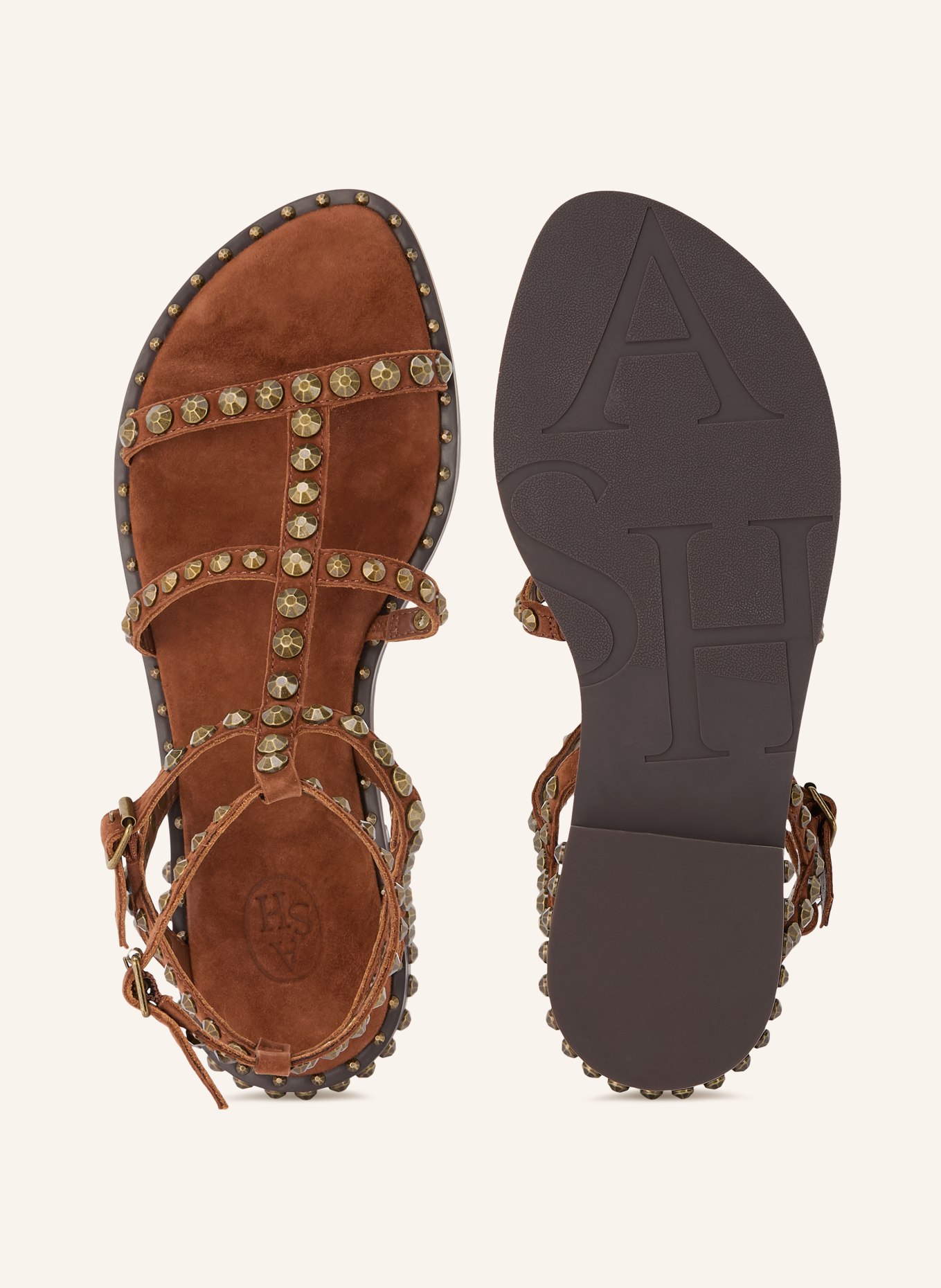 ash Sandalen PRECIOUS mit Nieten: BRAUN / GOLD
