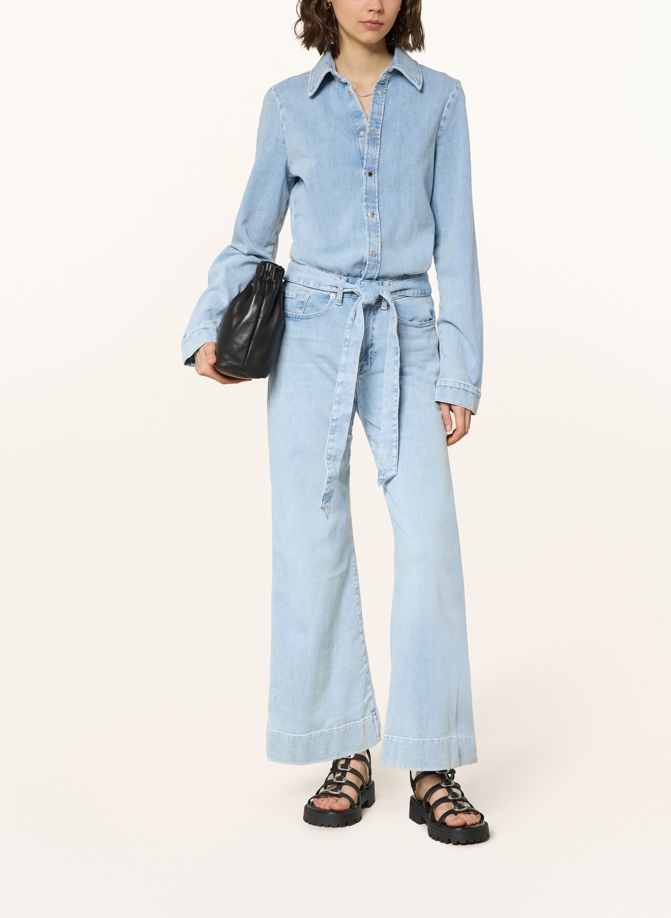 7 for all mankind Combinaison en jean TAILORED JUMPSUIT ANKLE: BLEU CLAIR