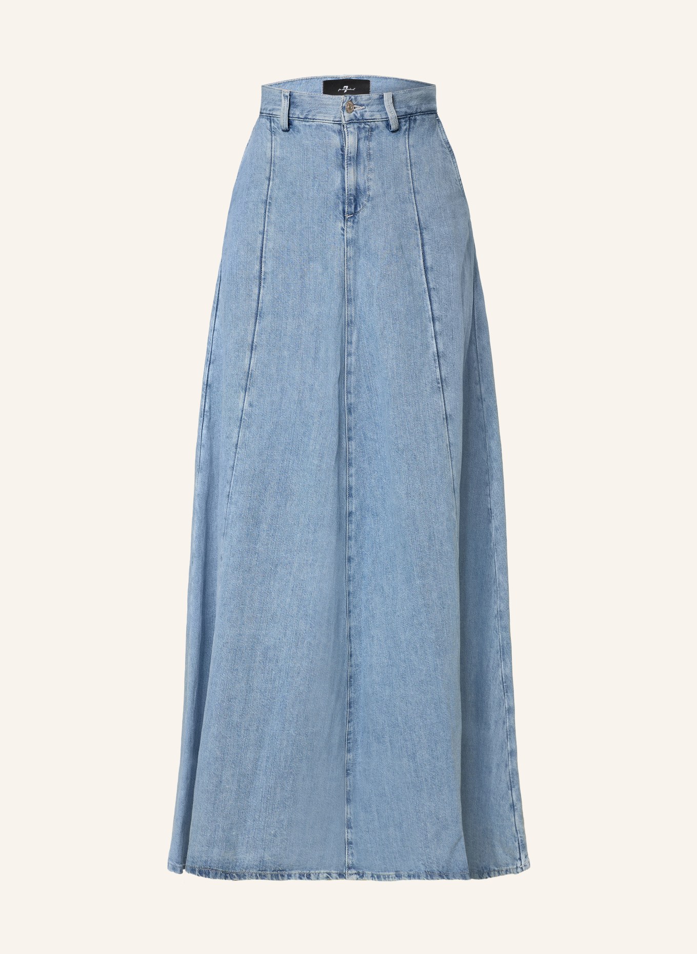 7 for all mankind DRAMA SKIRT denim skirt with linen: BLUE