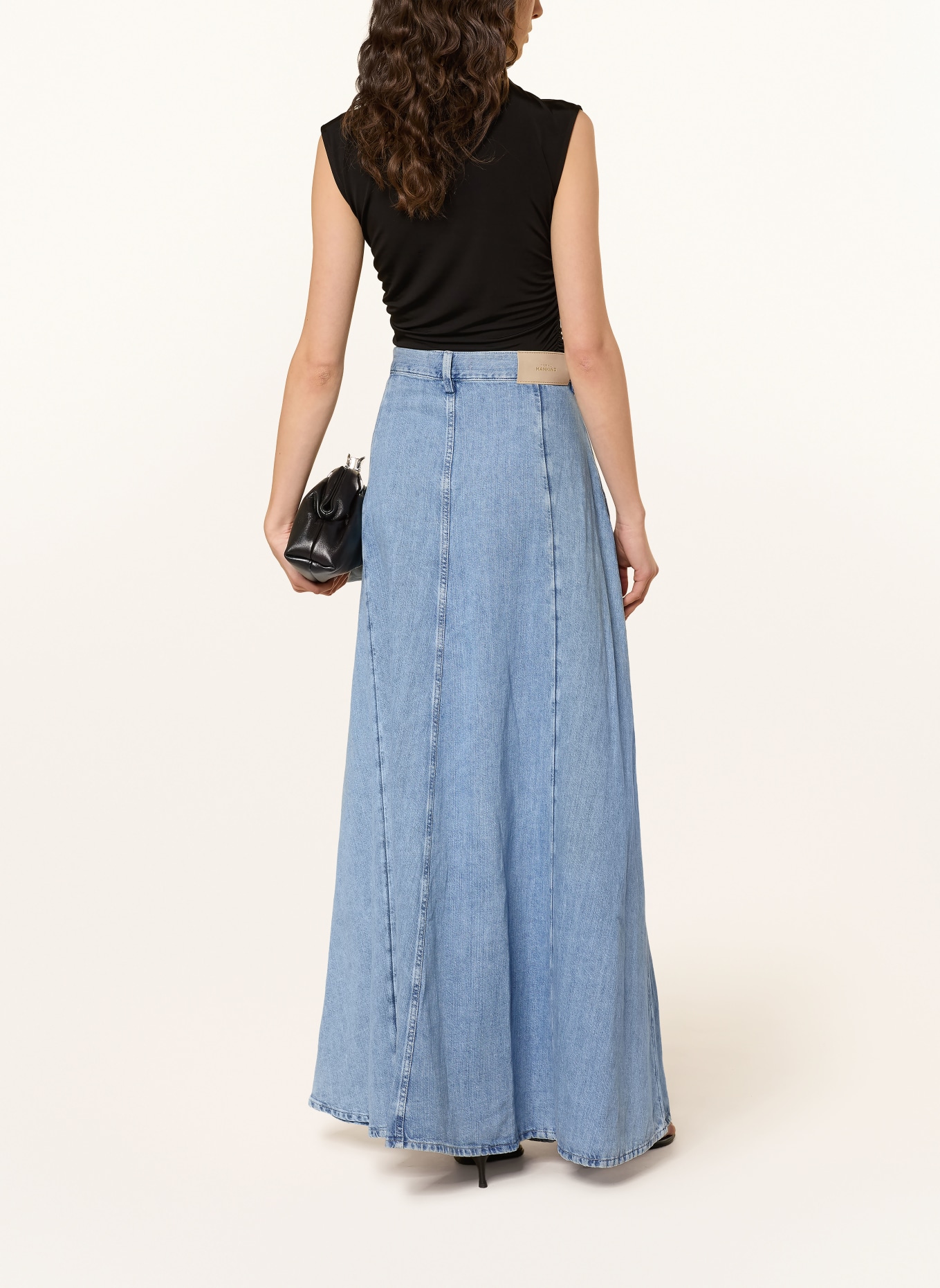 7 for all mankind DRAMA SKIRT denim skirt with linen: BLUE