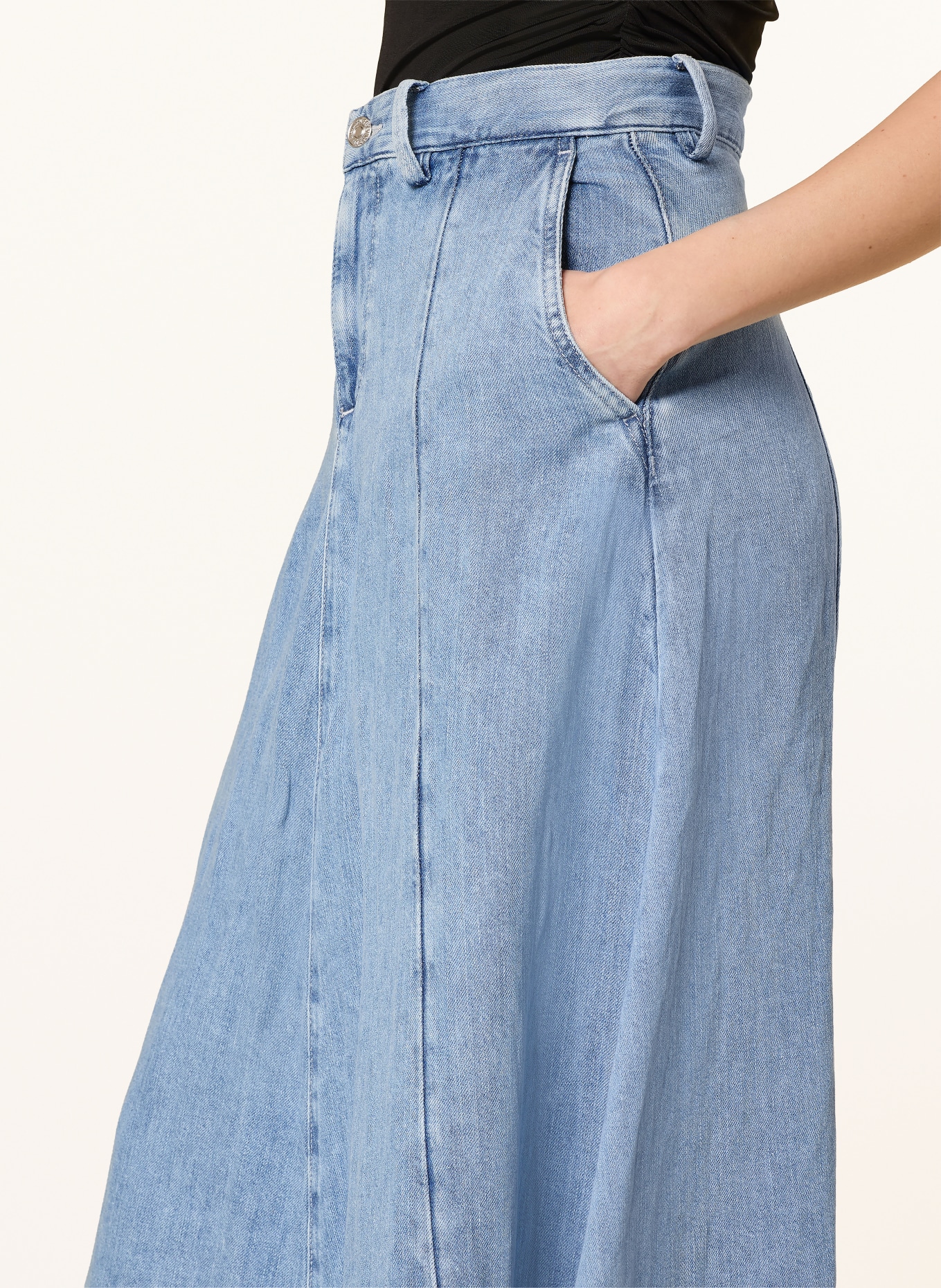 7 for all mankind DRAMA SKIRT denim skirt with linen: BLUE