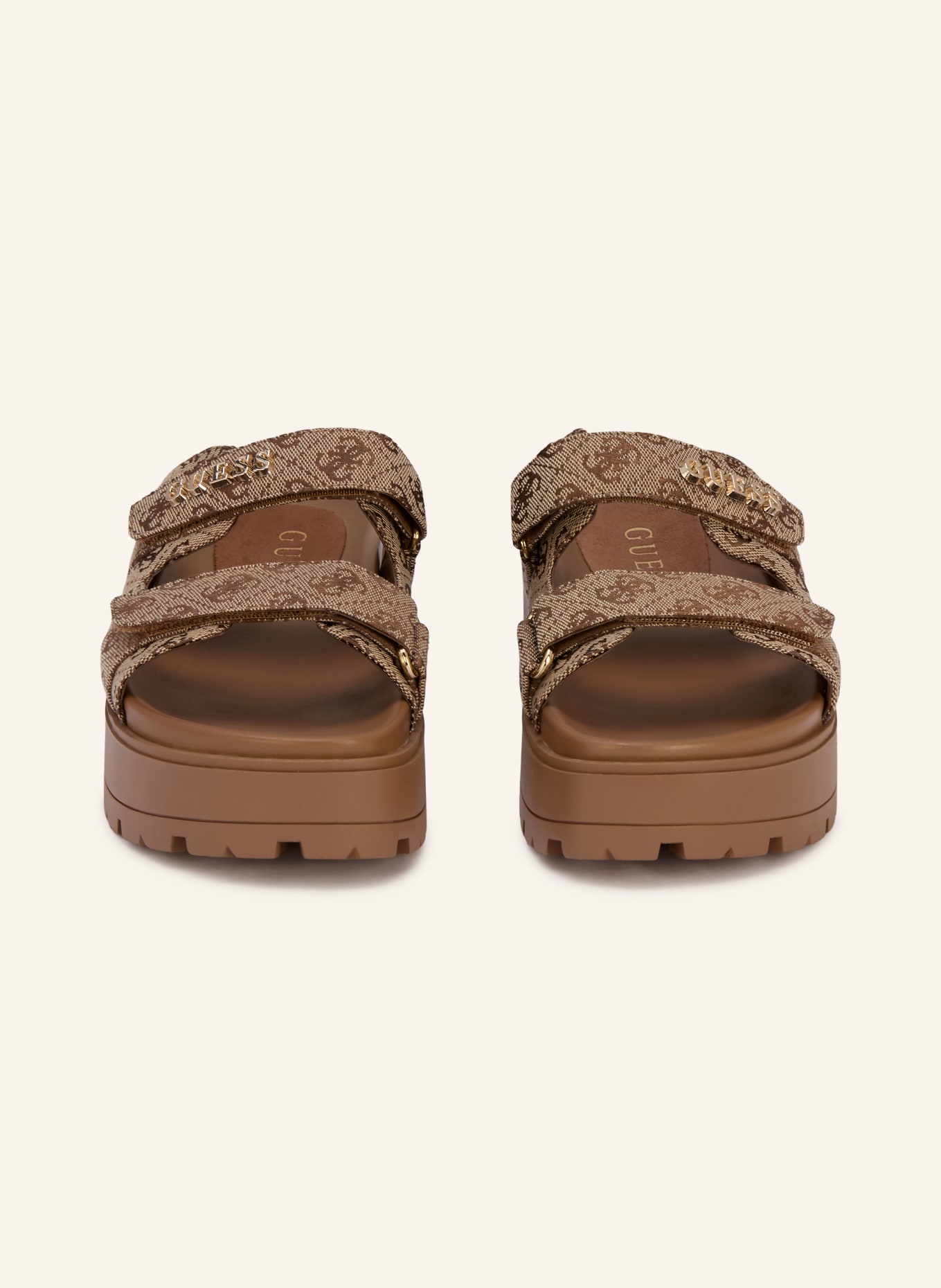 GUESS Plateau mules FAXON: BEIGE / BROWN