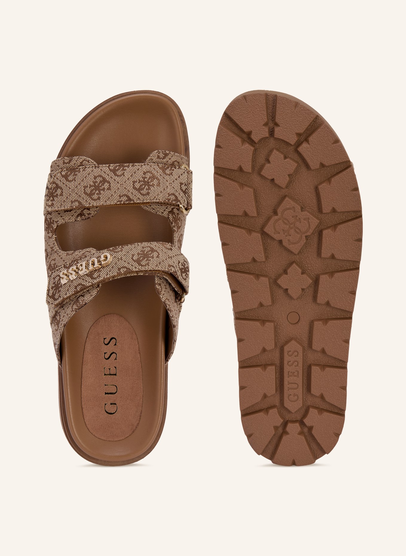 GUESS Plateau mules FAXON: BEIGE / BROWN