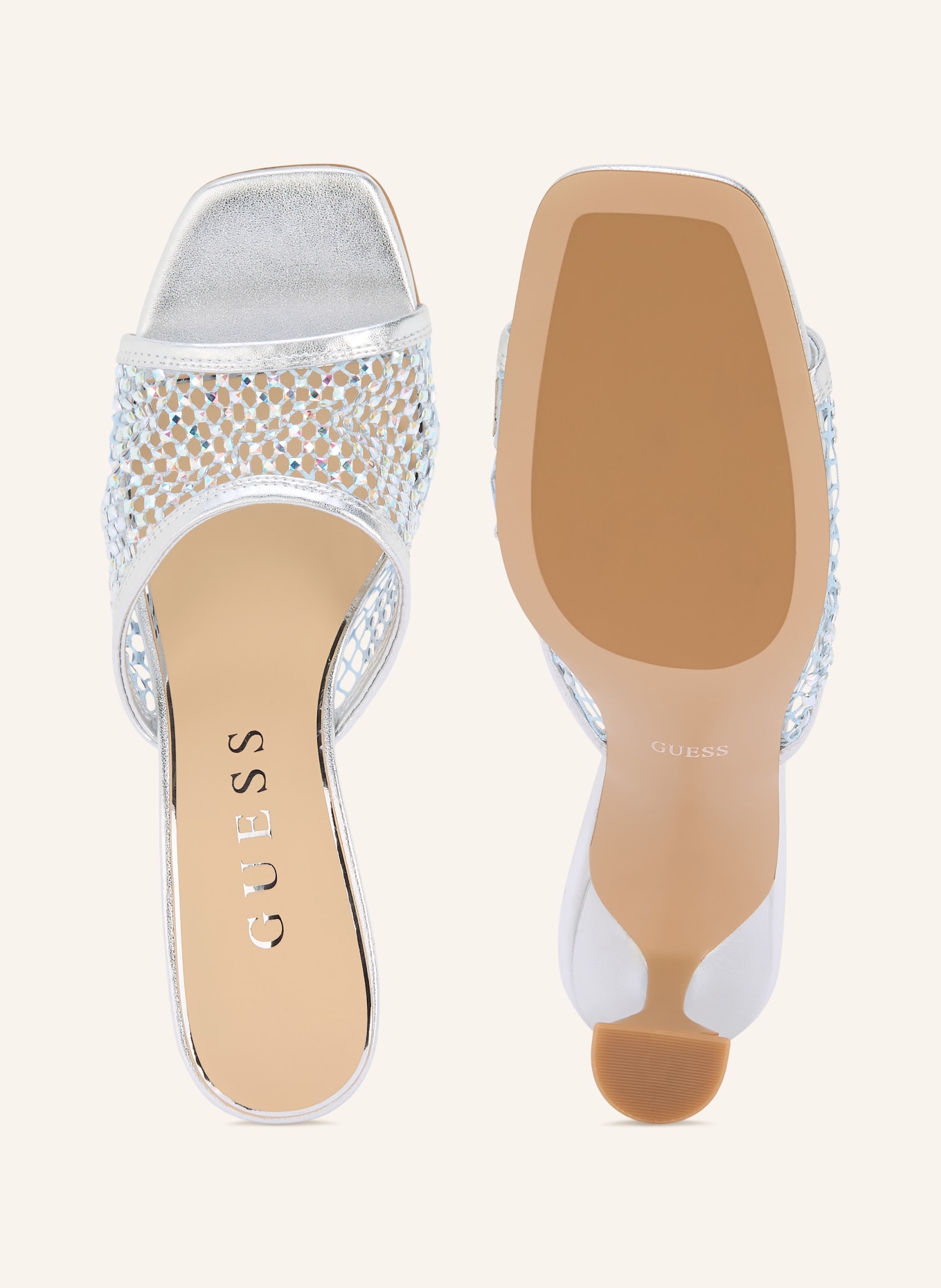 GUESS Mules KEBBA mit Schmucksteinen: SILBER