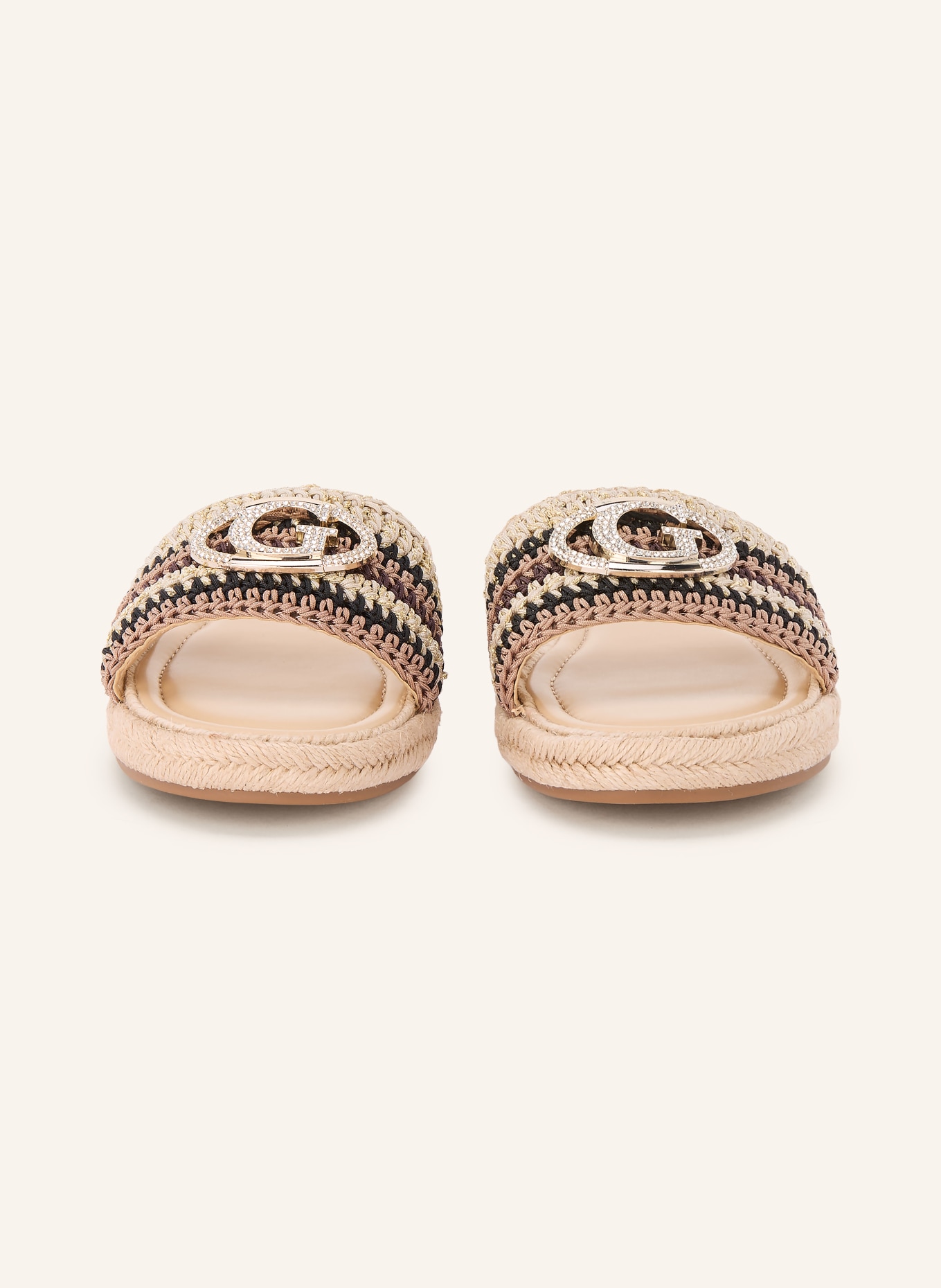 GUESS Mules KAYLIS avec pierres décoratives: NOIR / CRÈME / TAUPE