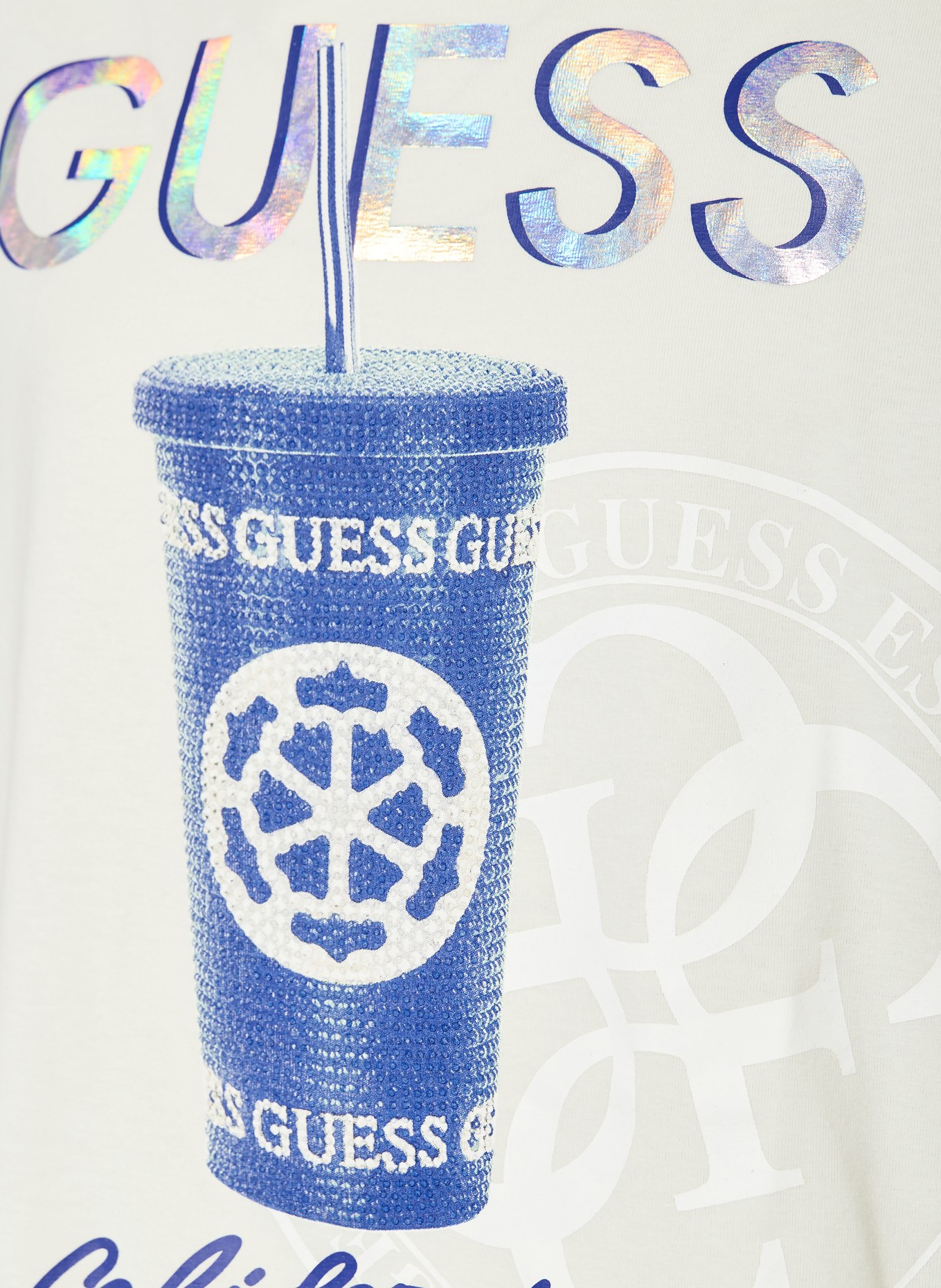 GUESS T-shirt: CRÈME / BLEU