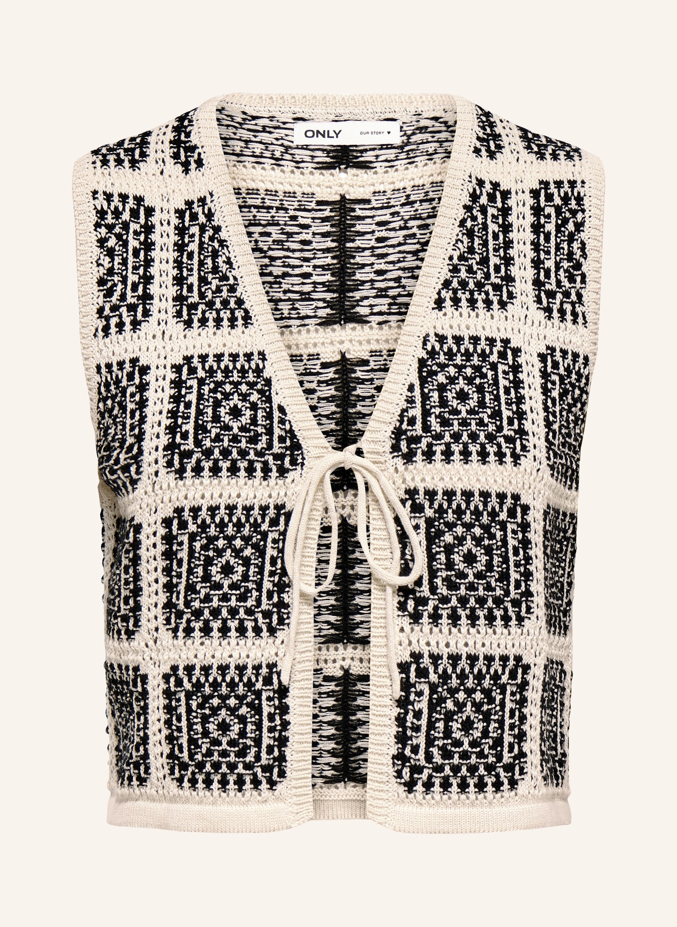 ONLY knitted vest: BLACK / ECRU
