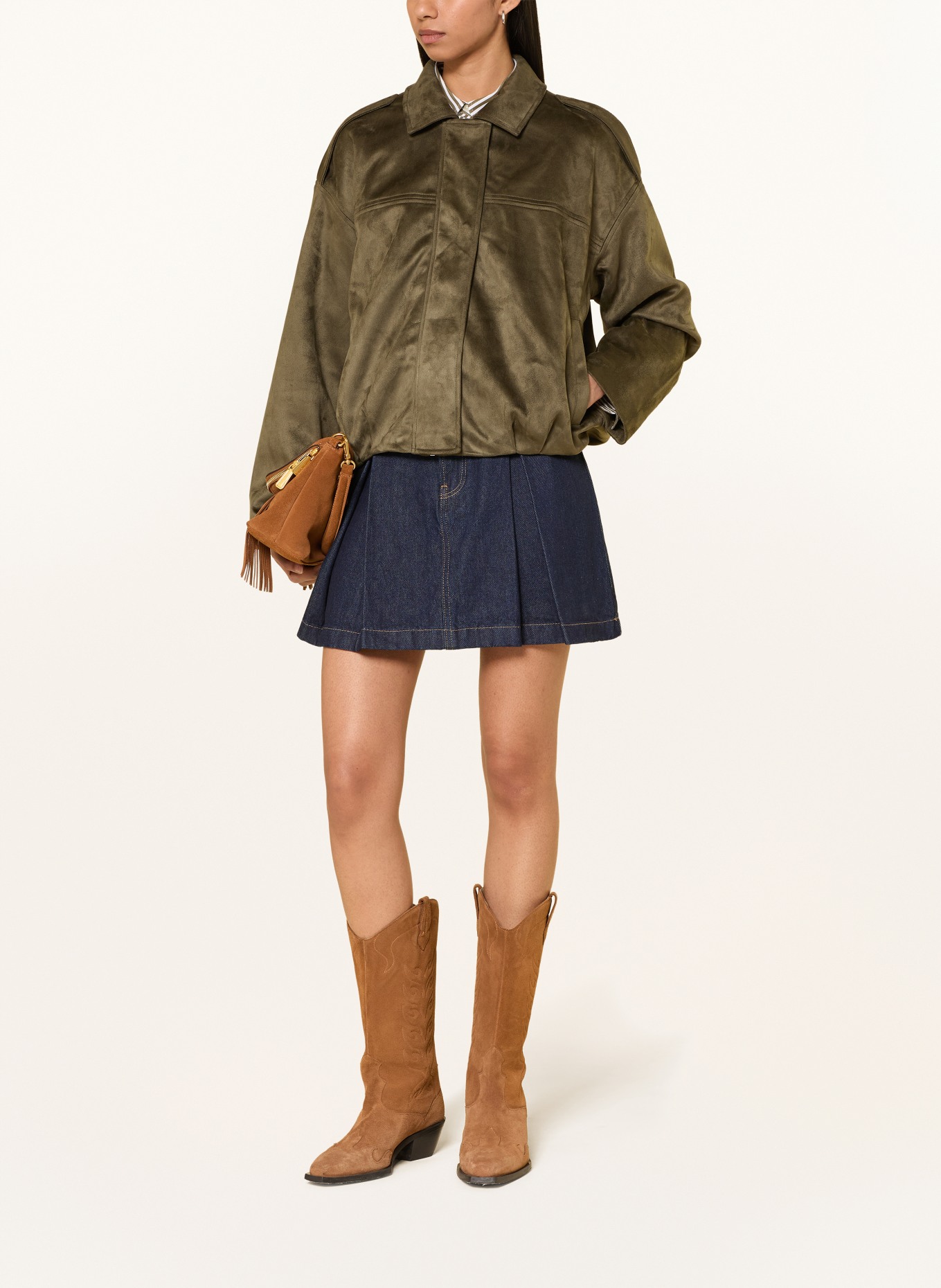 ONLY Blouson met leerlook: KAKI