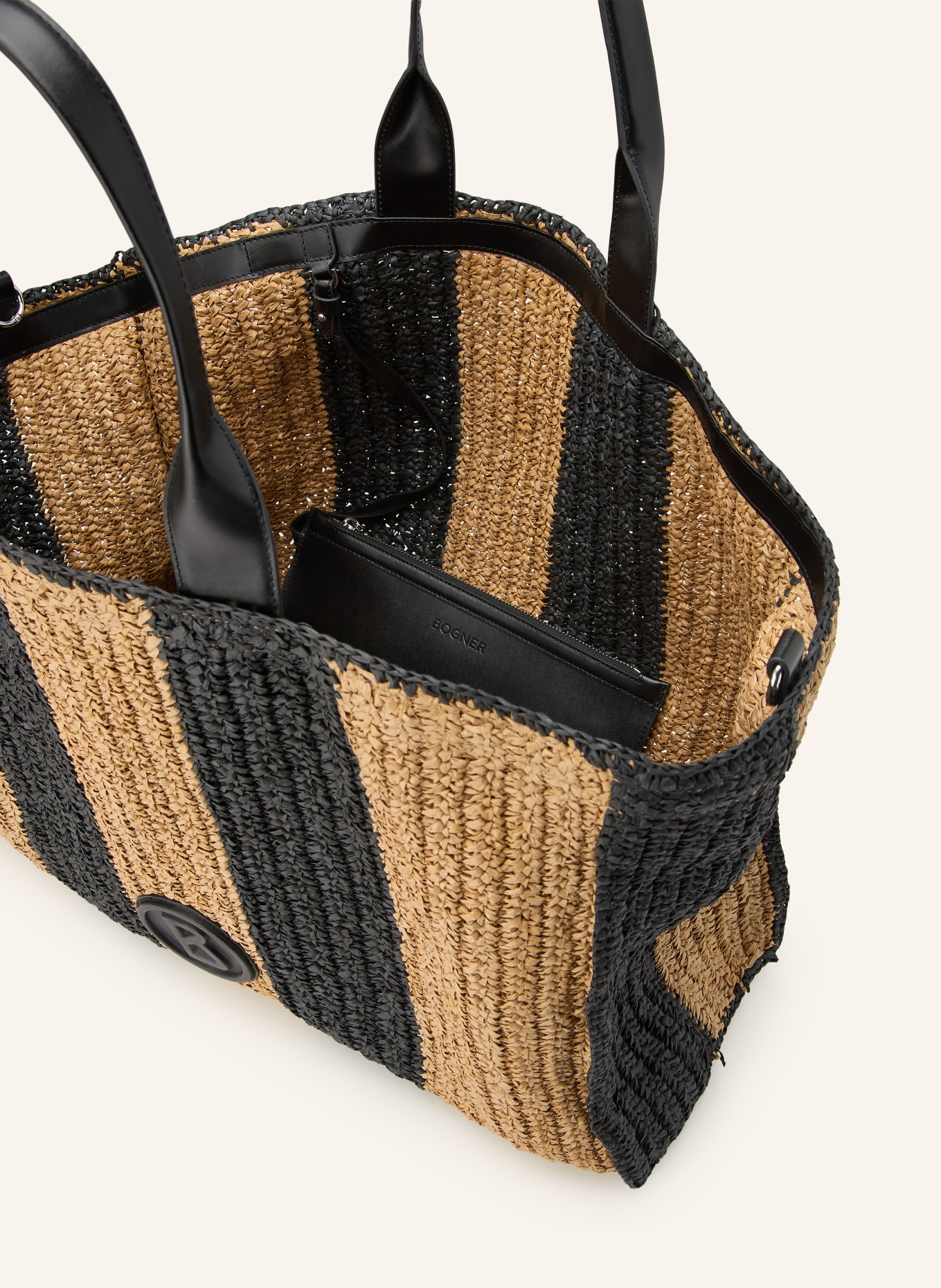 BOGNER Shopper AGNO FARRAH mit Pouch: SCHWARZ / HELLBRAUN