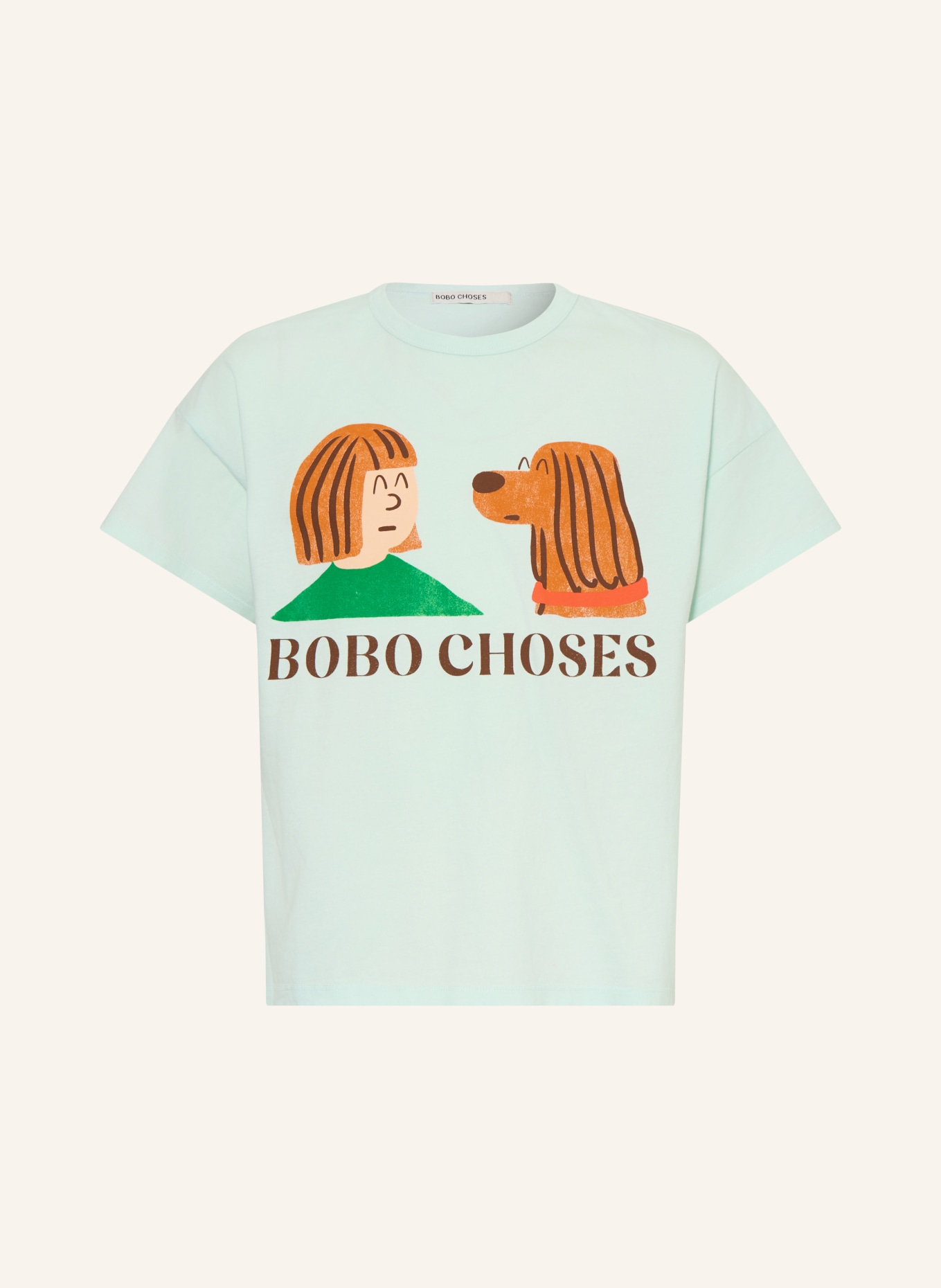 BOBO CHOSES T-shirt: LICHTBLAUW / COGNAC / GROEN