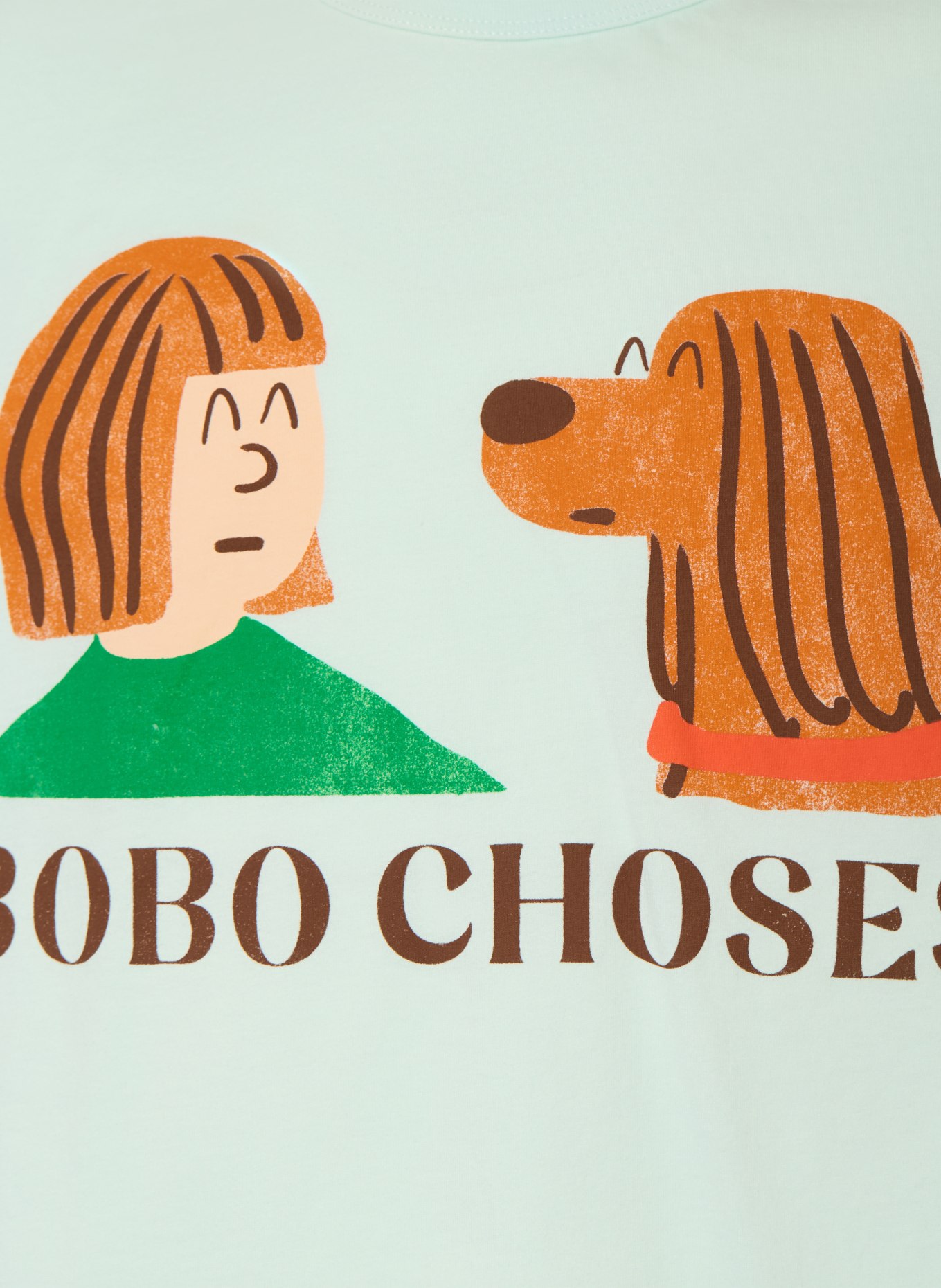 BOBO CHOSES T-shirt: LICHTBLAUW / COGNAC / GROEN