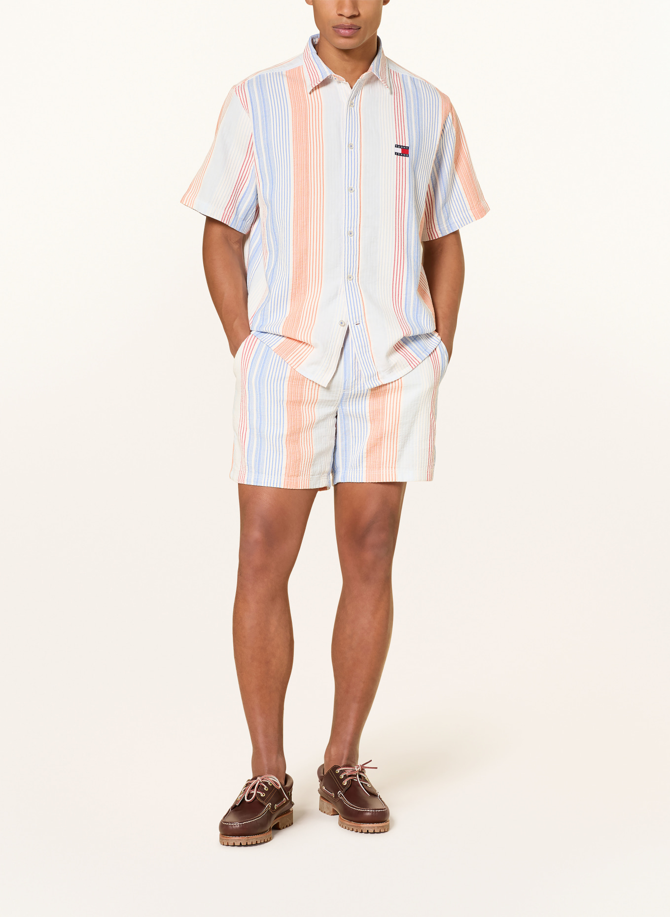TOMMY JEANS Shorts: CREME / ORANGE / BLAU