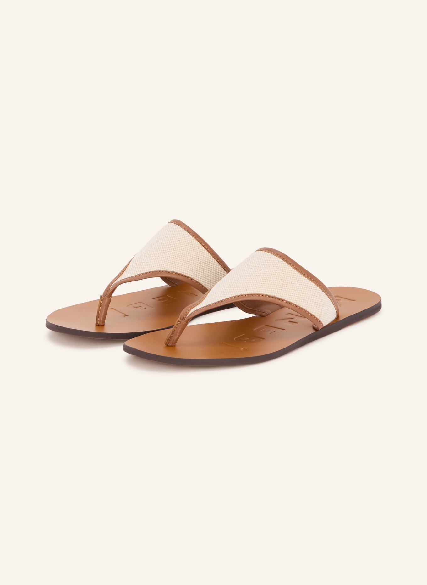 MANEBÍ Zehentrenner: CREME / COGNAC