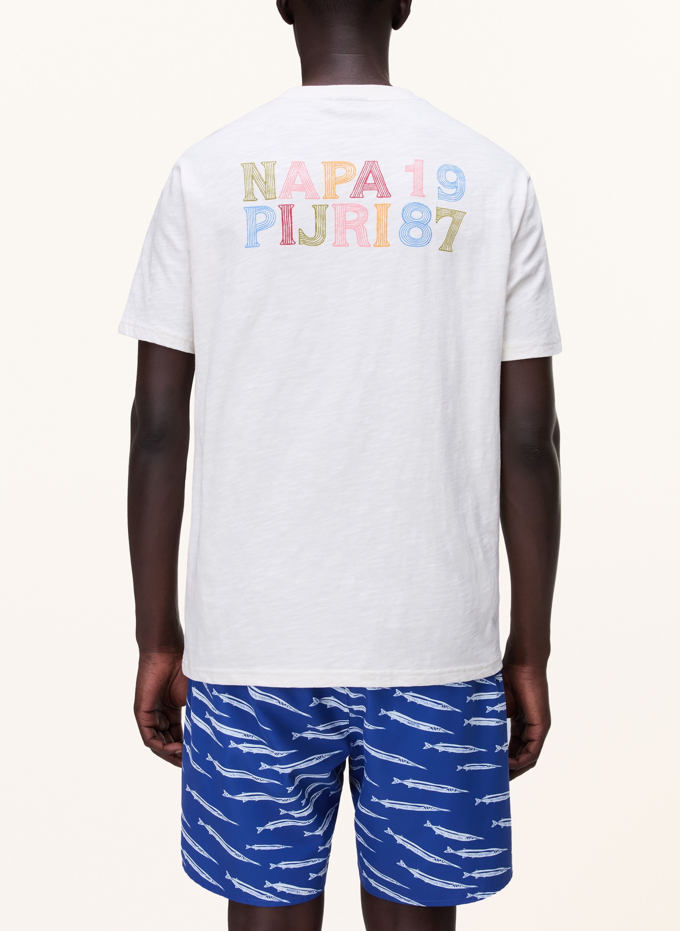 NAPAPIJRI T-Shirt: ECRU / GRÜN / BLAU
