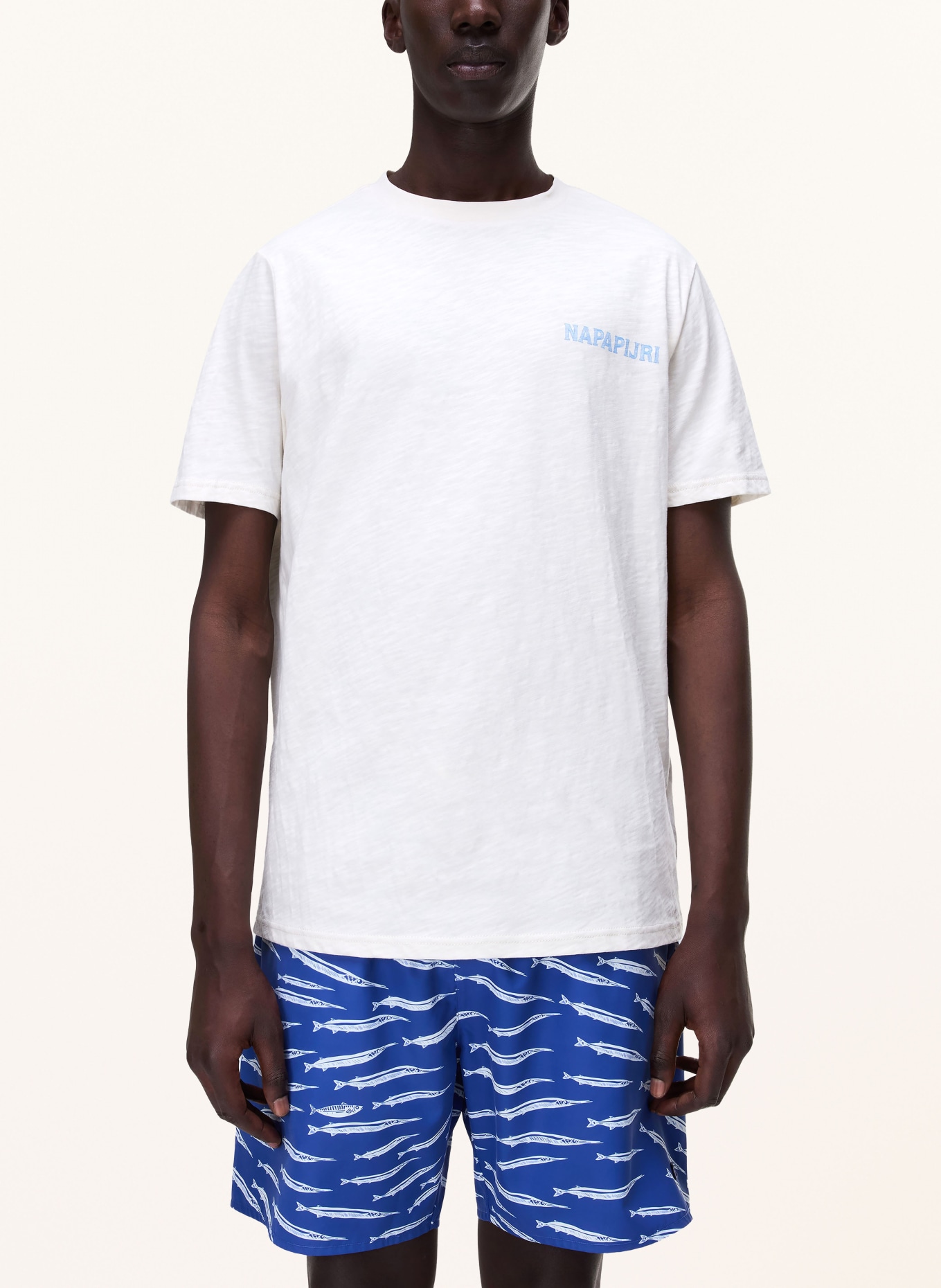 NAPAPIJRI T-Shirt: ECRU / GRÜN / BLAU