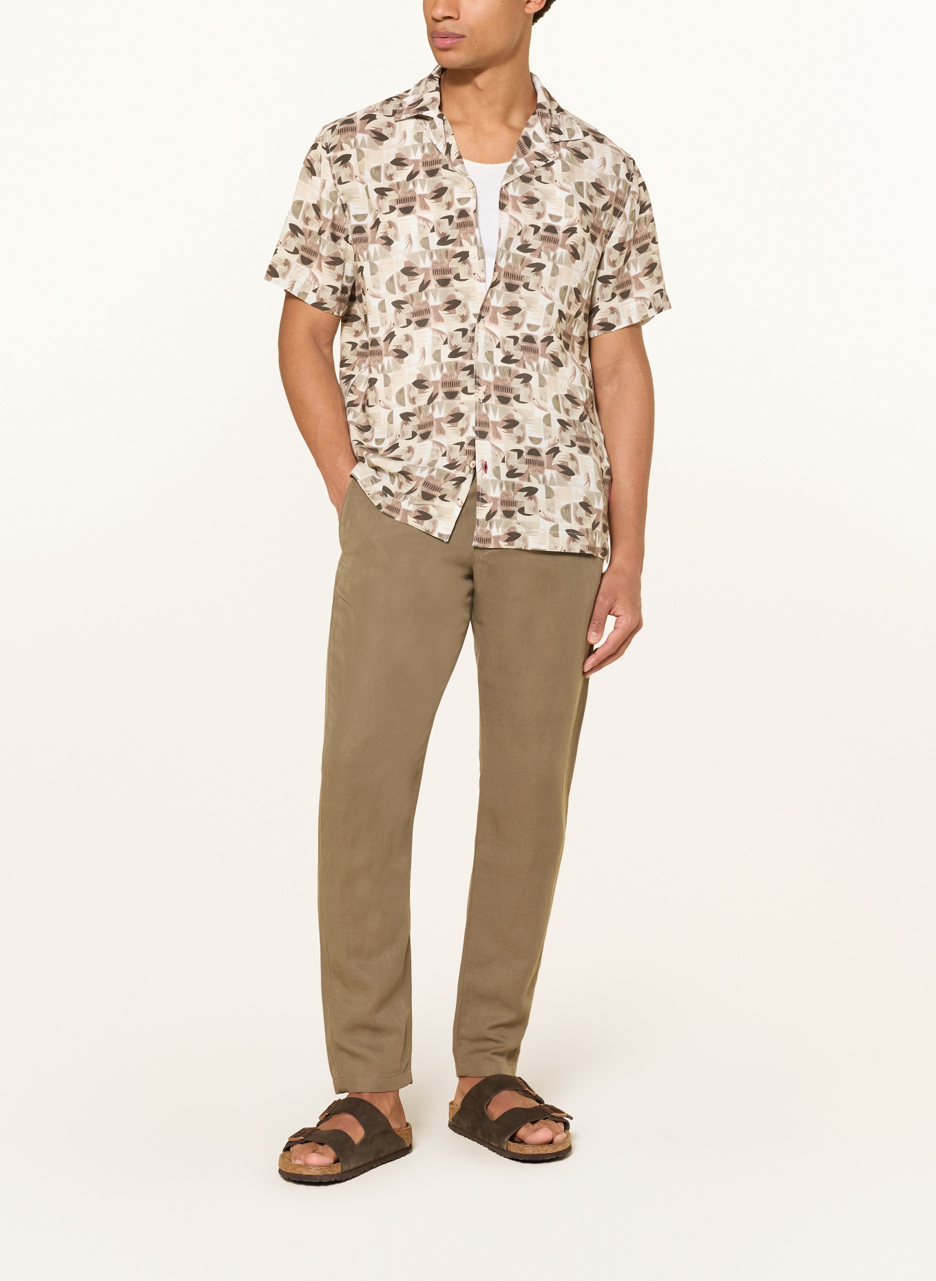 JOOP! JEANS Resorthemd HANES Regular Fit: BRUIN / CRÈME / ZWART