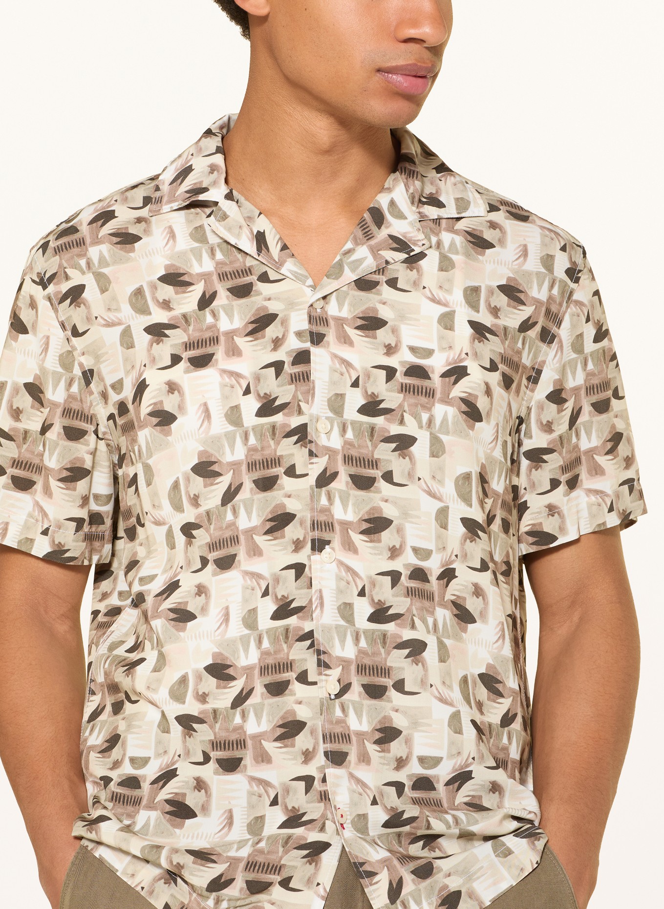 JOOP! JEANS Resorthemd HANES Regular Fit: BRUIN / CRÈME / ZWART