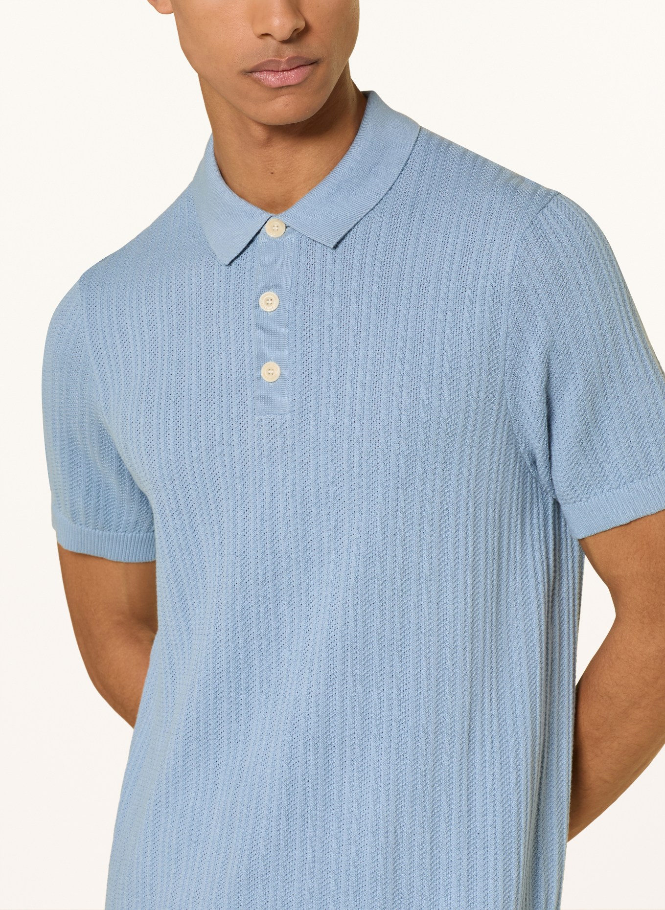 JOOP! JEANS Strick-Poloshirt COLINOR: HELLBLAU