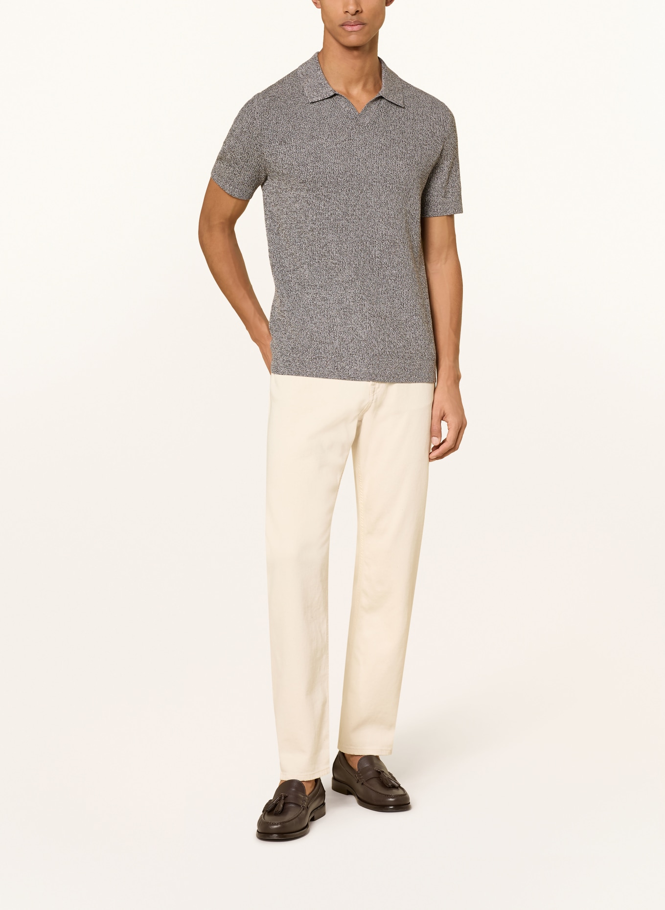 JOOP! JEANS Gebreid poloshirt ADRIANOR: MARRON FONCÉ / ECRU