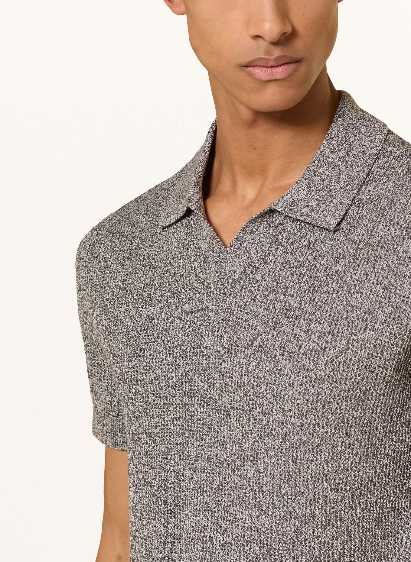 JOOP! JEANS Gebreid poloshirt ADRIANOR: MARRON FONCÉ / ECRU