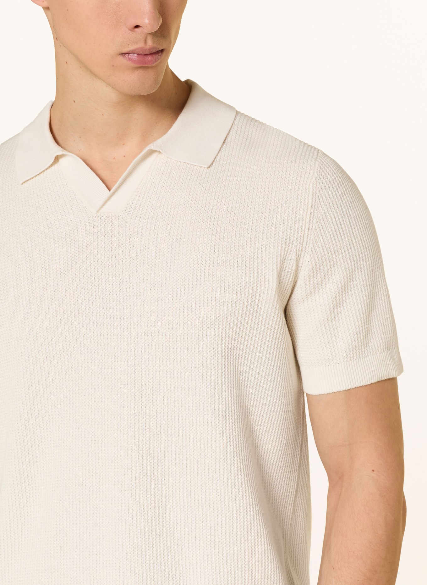JOOP! JEANS ADRIANOR Knitted Polo Shirt: CREAM