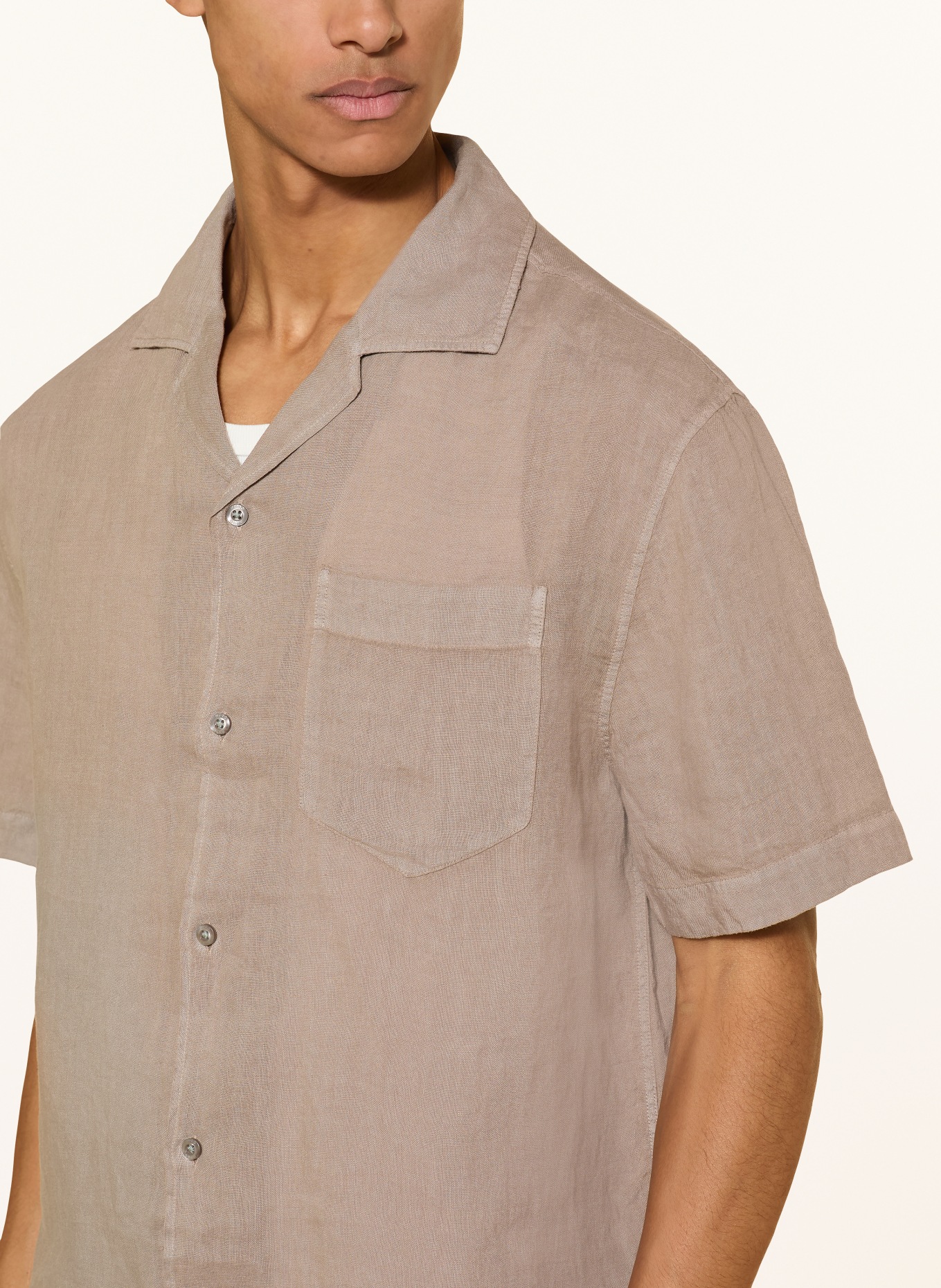 HUGO Koszula wypoczynkowa EXOLINO Comfort Fit z lnu: SZAROBRĄZOWY