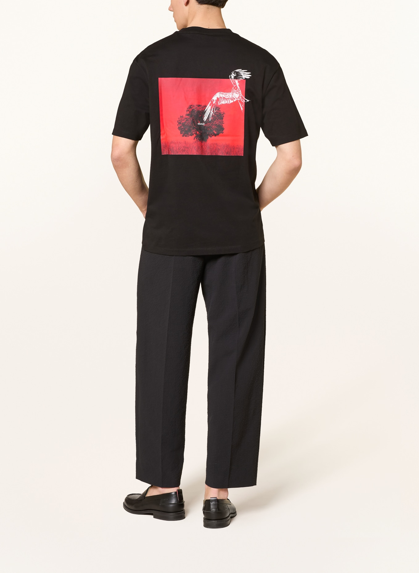 HUGO T-shirt DERLYNS: ZWART / WIT