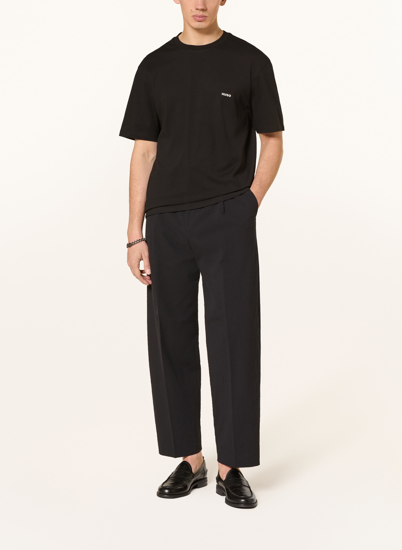 HUGO T-shirt DERLYNS: ZWART / WIT