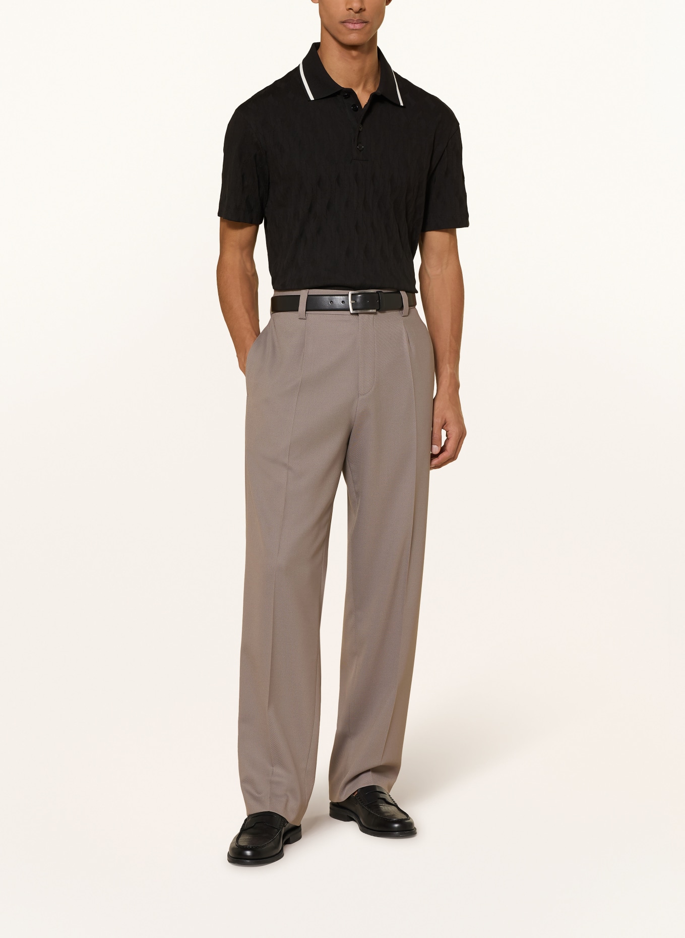 HUGO Jersey polo shirt DUNIK: BLACK / WHITE