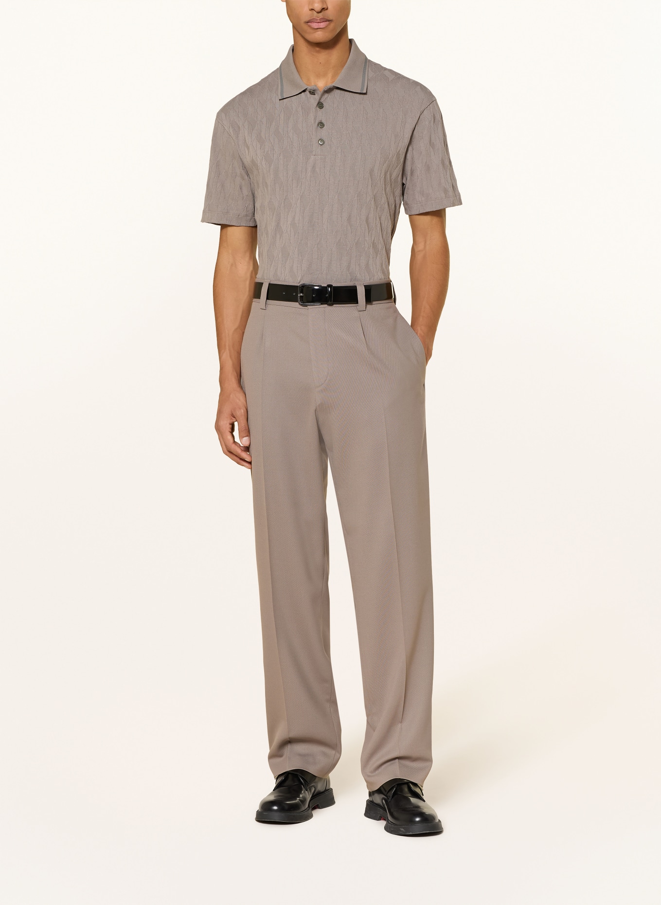 HUGO Polo en jersey DUNIK: TAUPE