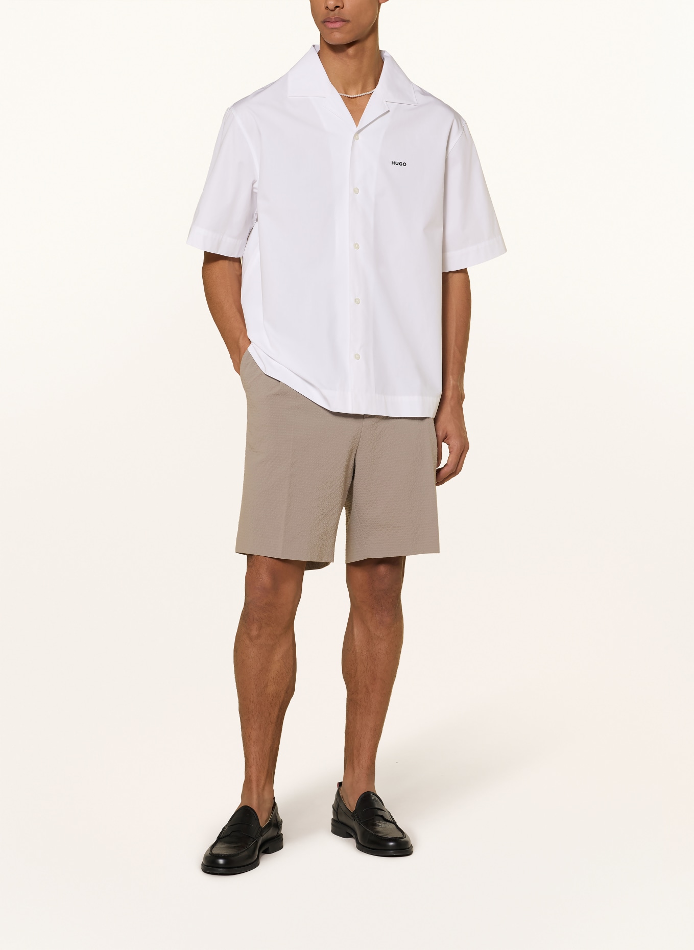 HUGO Resorthemd ESPINO Comfort Fit: WEISS / SCHWARZ