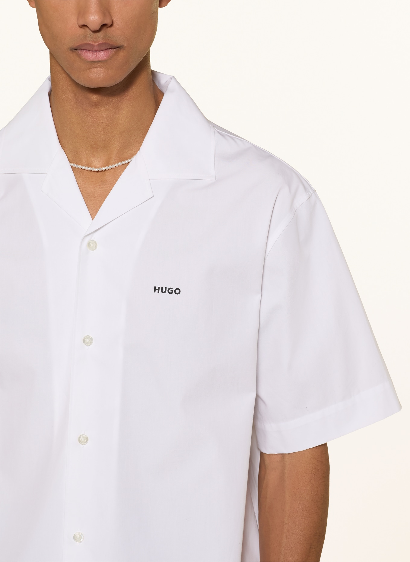 HUGO Resorthemd ESPINO Comfort Fit: WEISS / SCHWARZ