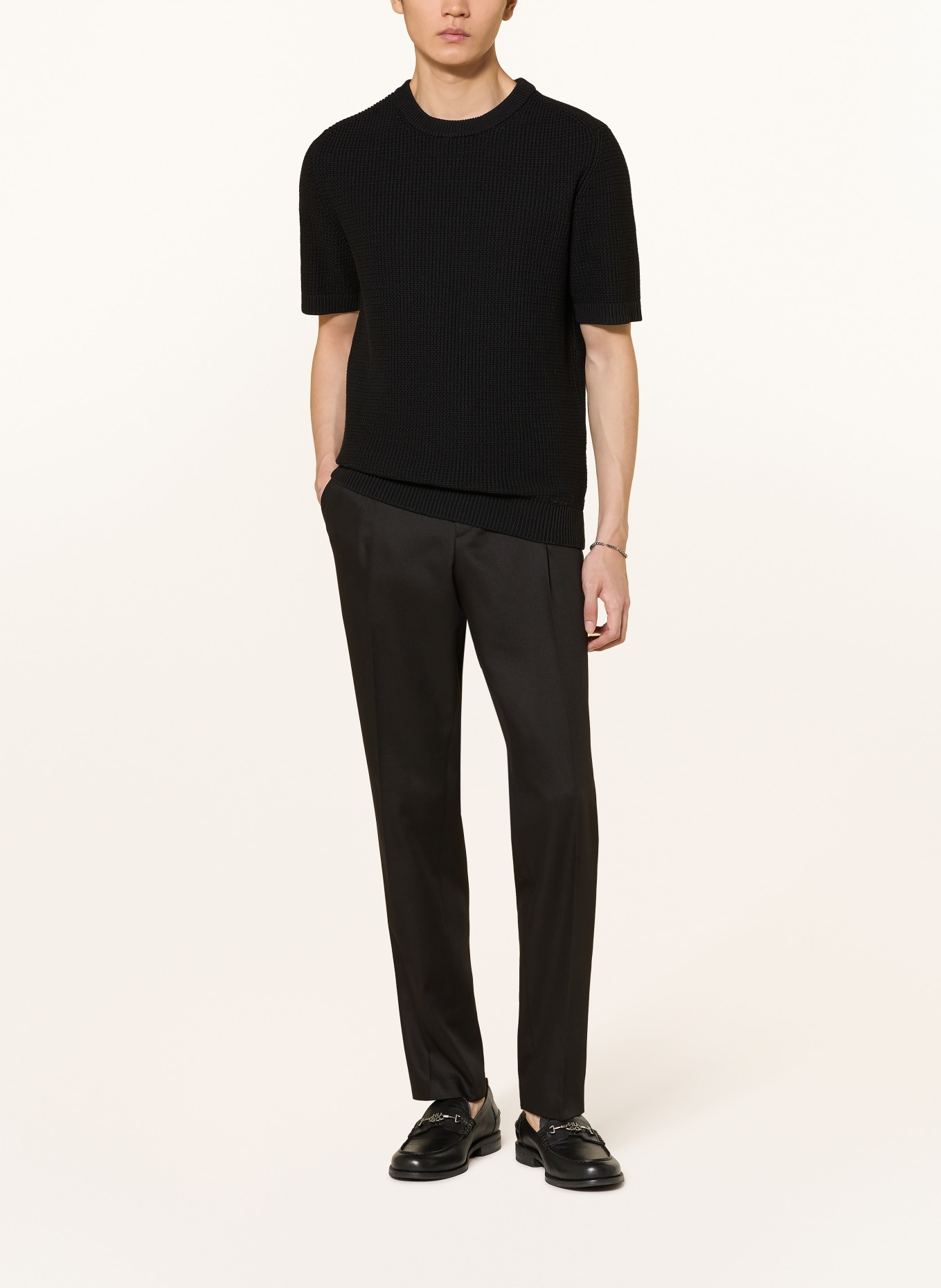 HUGO Strickshirt SAFFON: SCHWARZ