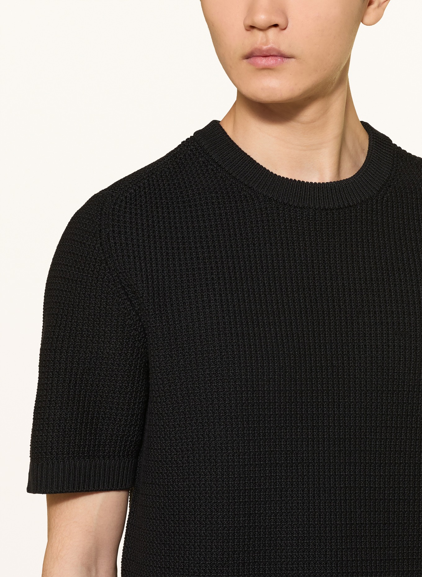 HUGO Strickshirt SAFFON: SCHWARZ