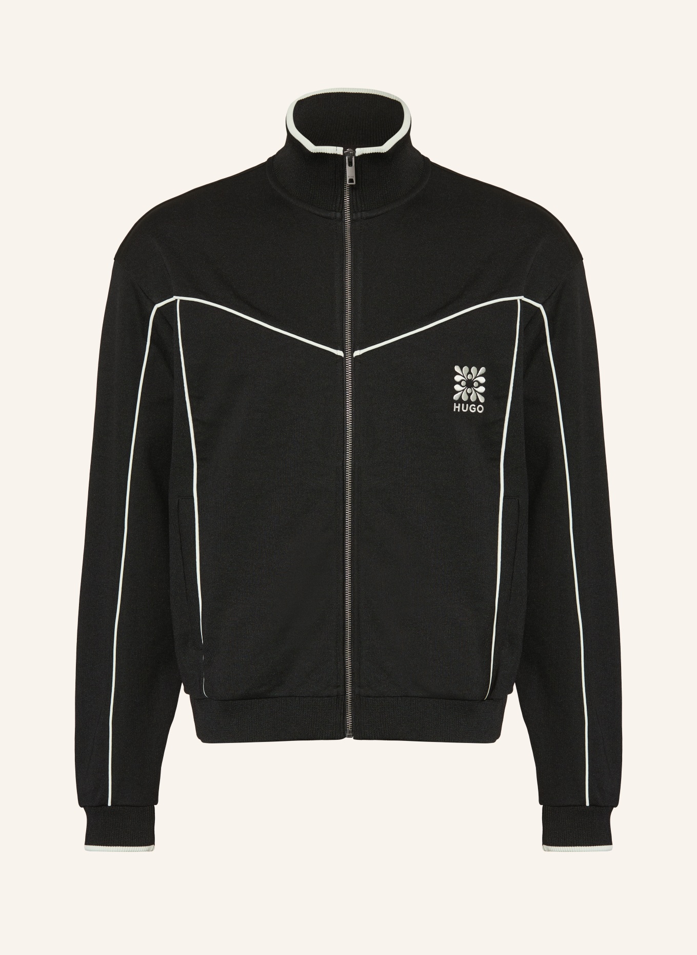 HUGO Sweatjack DARYNT: ZWART / ECRU