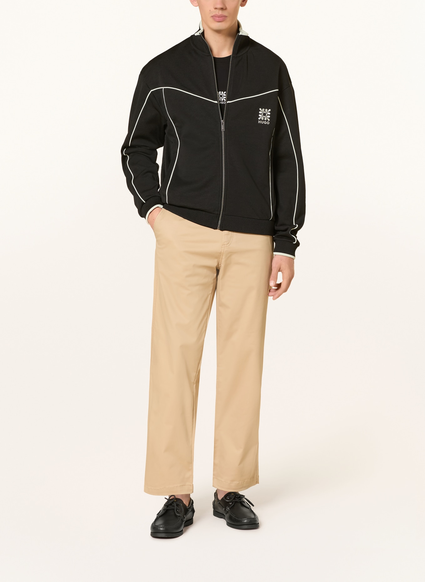 HUGO Sweatjack DARYNT: ZWART / ECRU