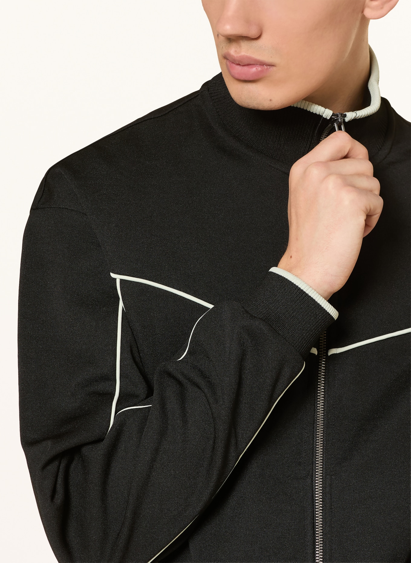 HUGO Sweatjack DARYNT: ZWART / ECRU