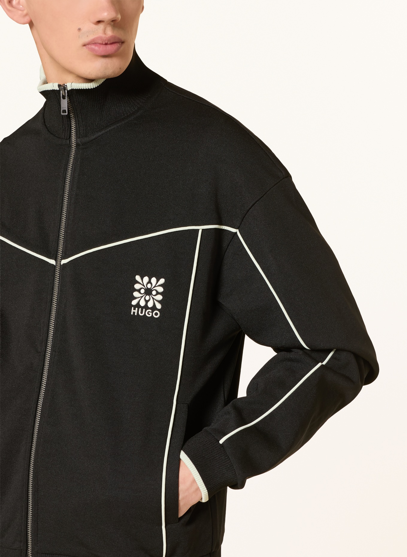 HUGO Sweatjack DARYNT: ZWART / ECRU