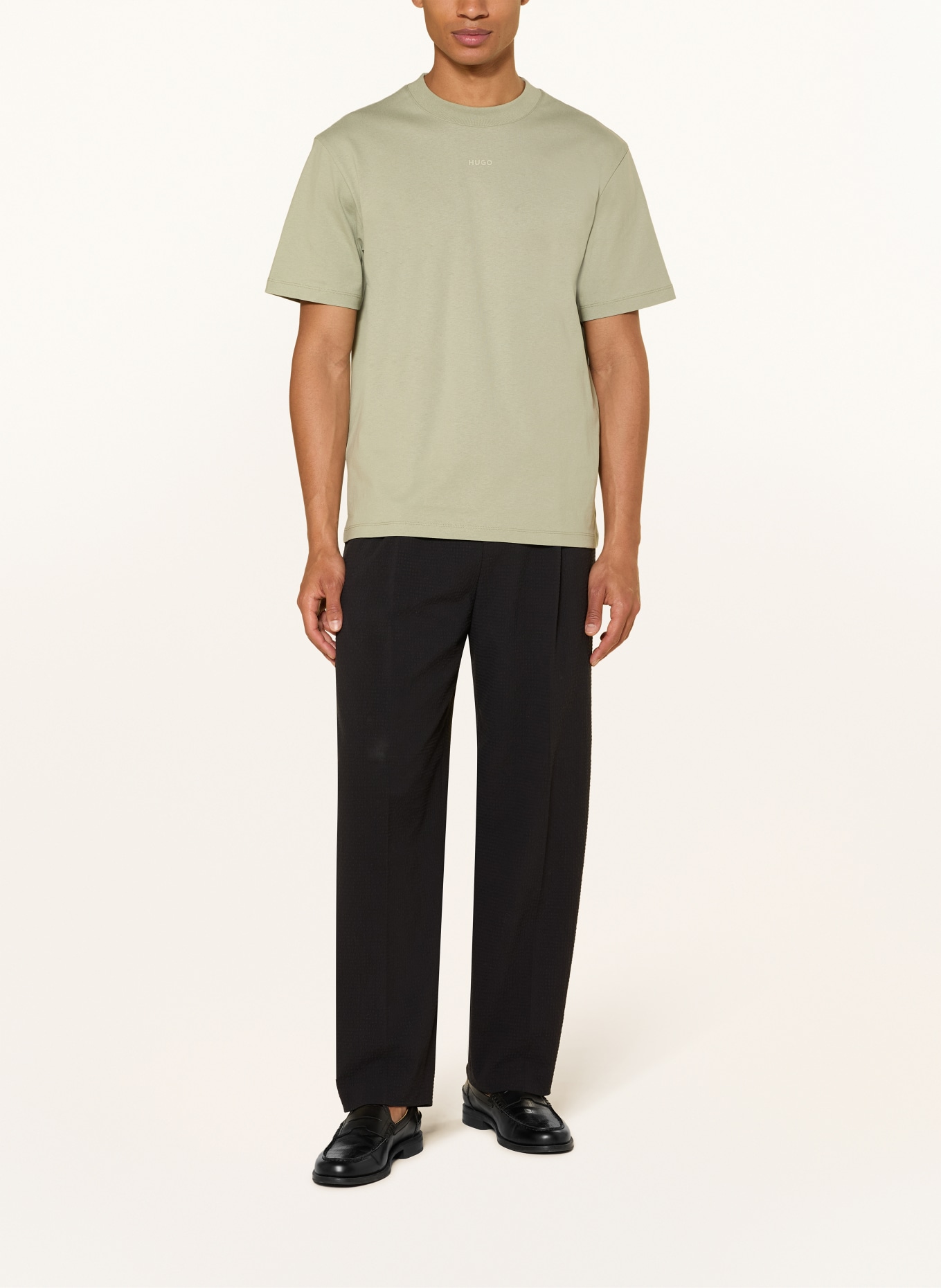 HUGO DULEROSTEE T-shirt with linen: LIGHT GREEN