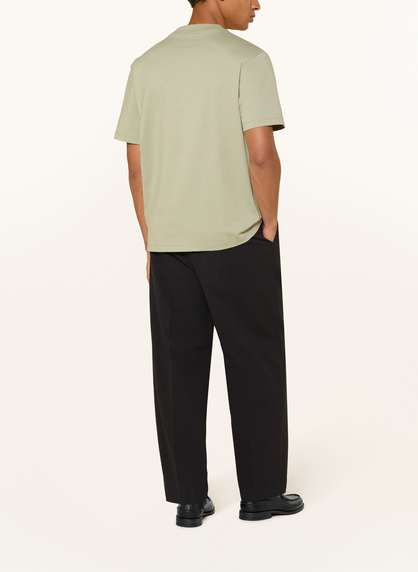 HUGO DULEROSTEE T-shirt with linen: LIGHT GREEN