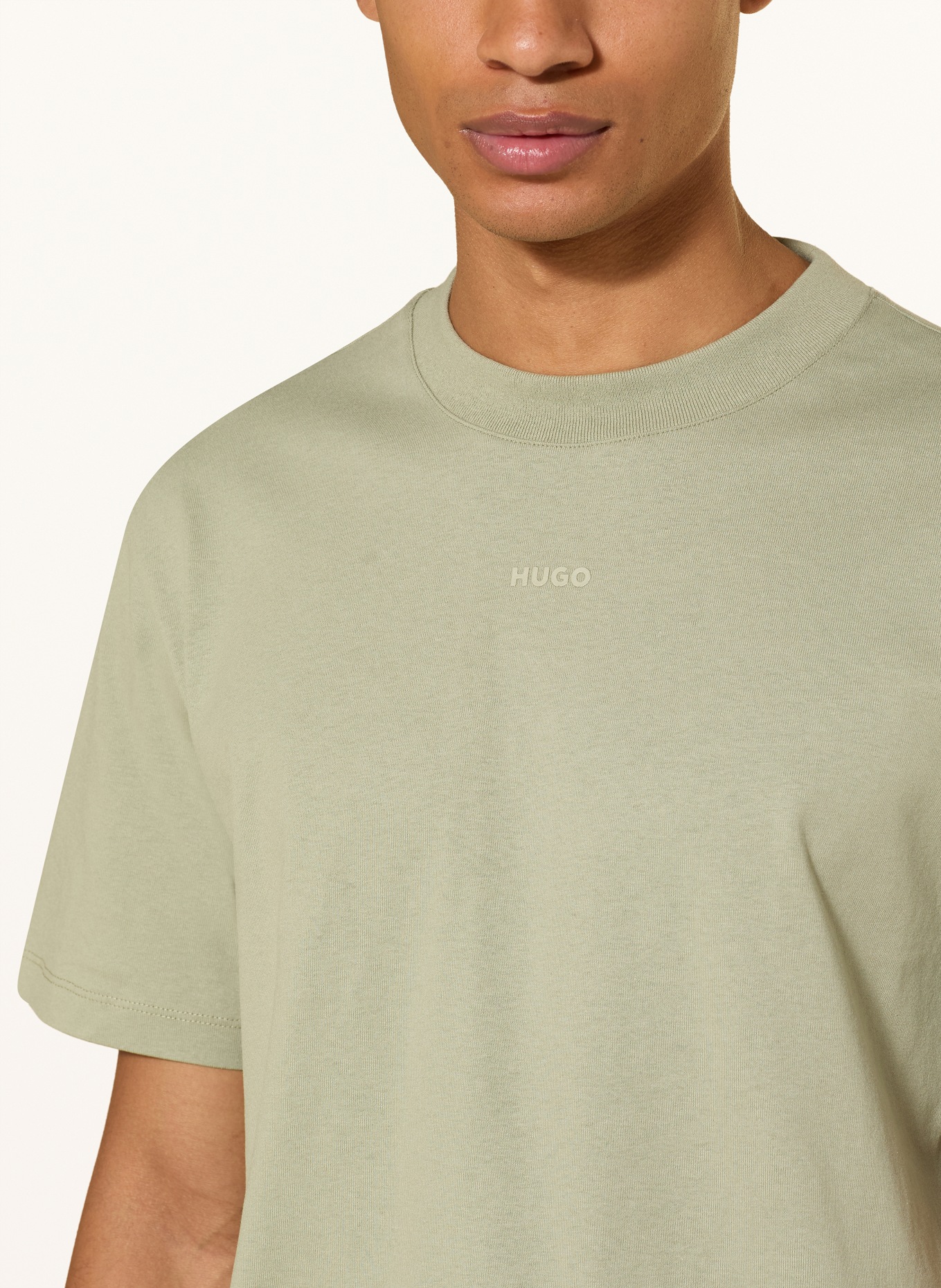 HUGO DULEROSTEE T-shirt with linen: LIGHT GREEN