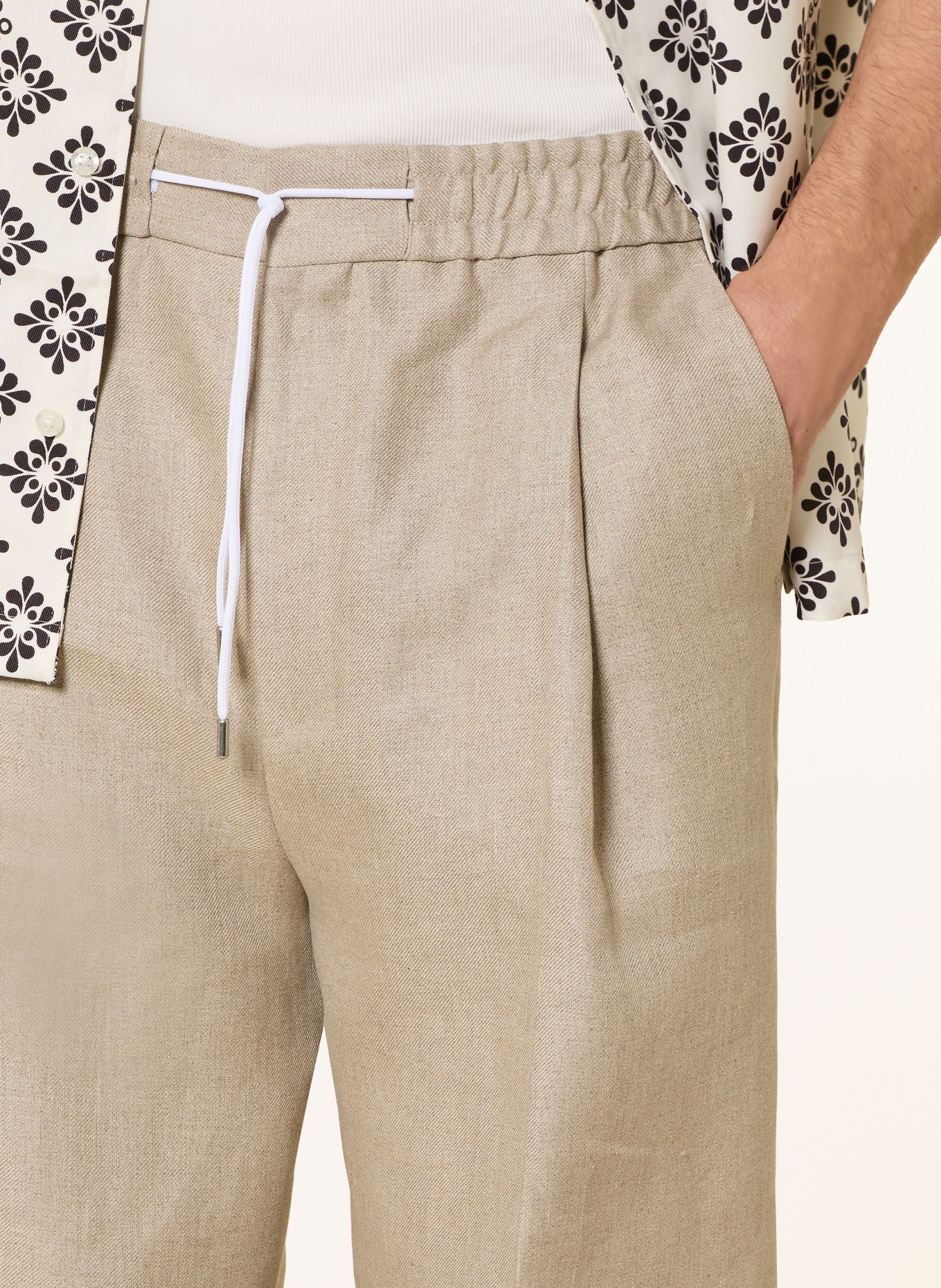 HUGO Leinenshorts FELINO: BEIGE