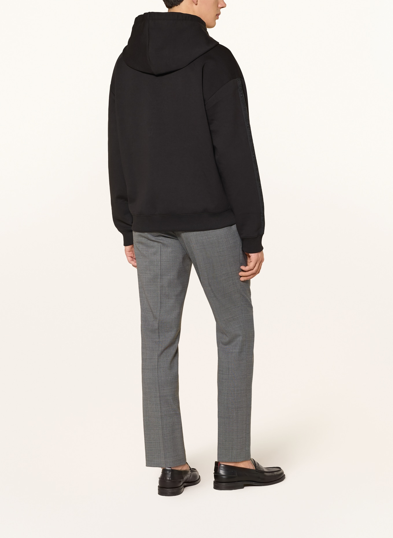 HUGO DROS hoodie with braid stripes: BLACK