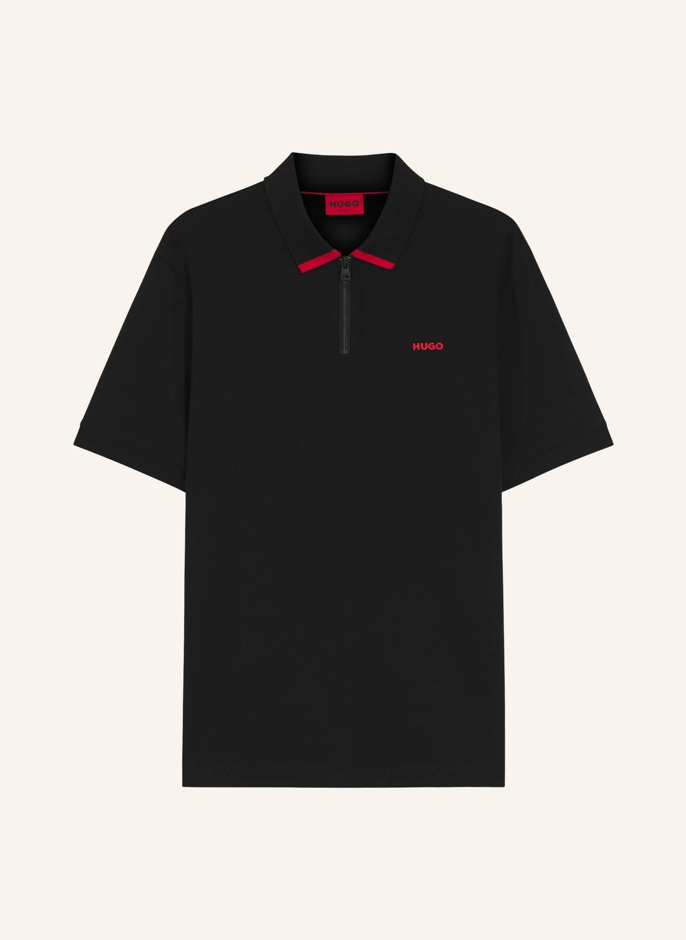 HUGO Jersey-Poloshirt DALOMINO Regular Fit: SCHWARZ / ROT